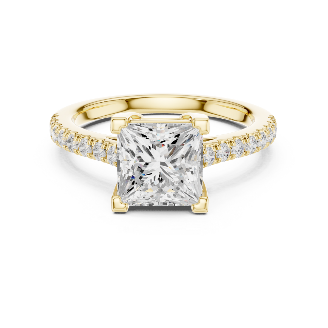 Gold Luminous Square Embrace Engagement Ring Right View