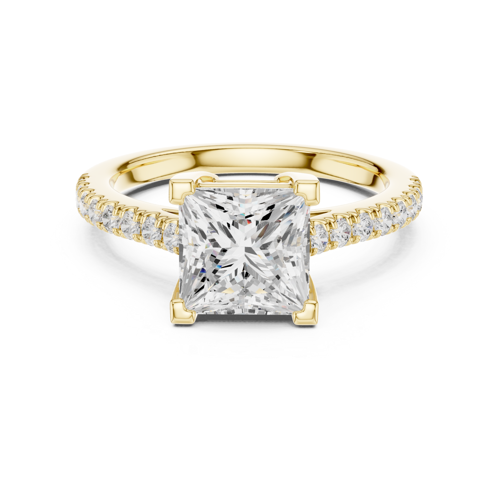  Gold Luminous Square Embrace Engagement Ring Front View