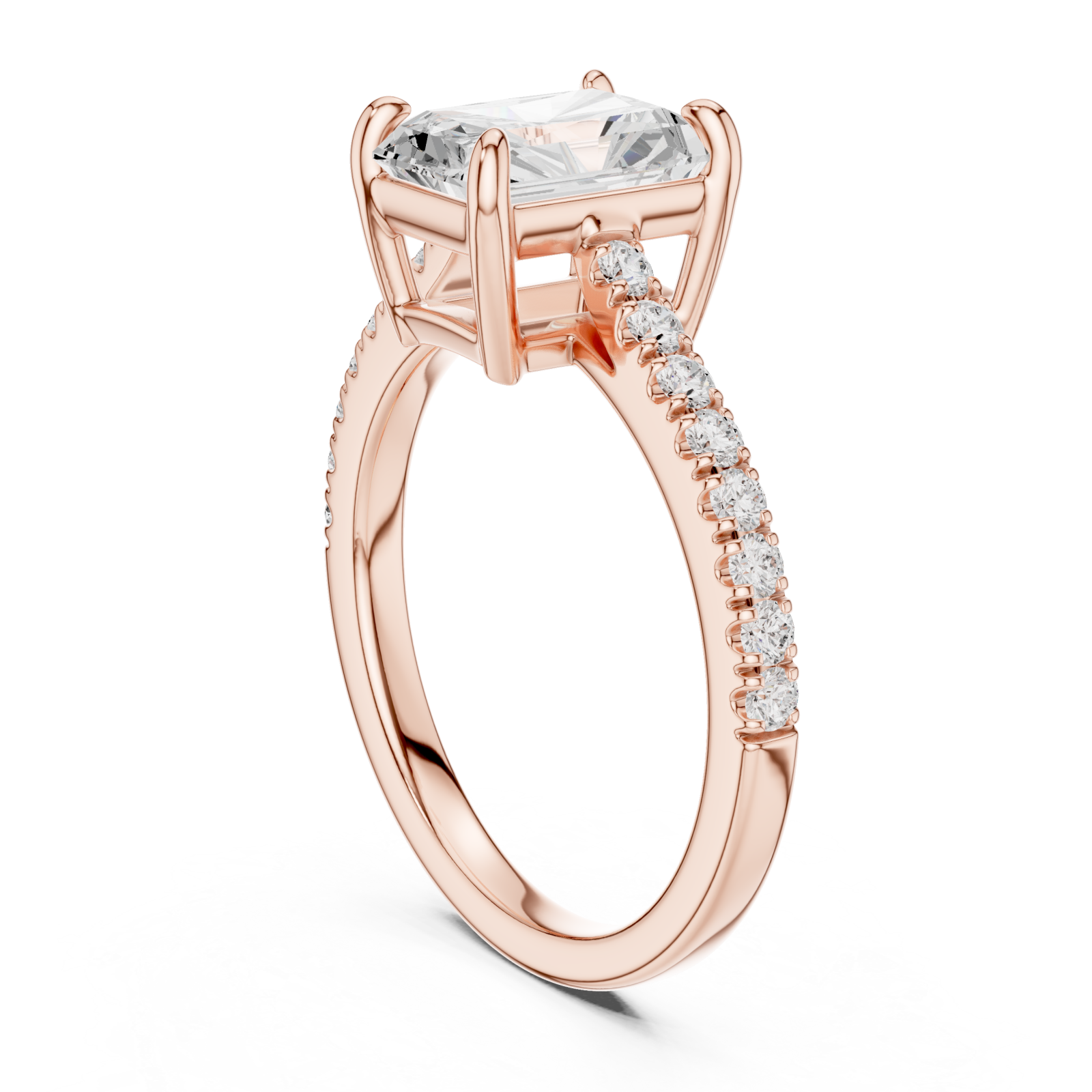  Rose Gold Luminous Radiance Solitaire Band Ring Left View