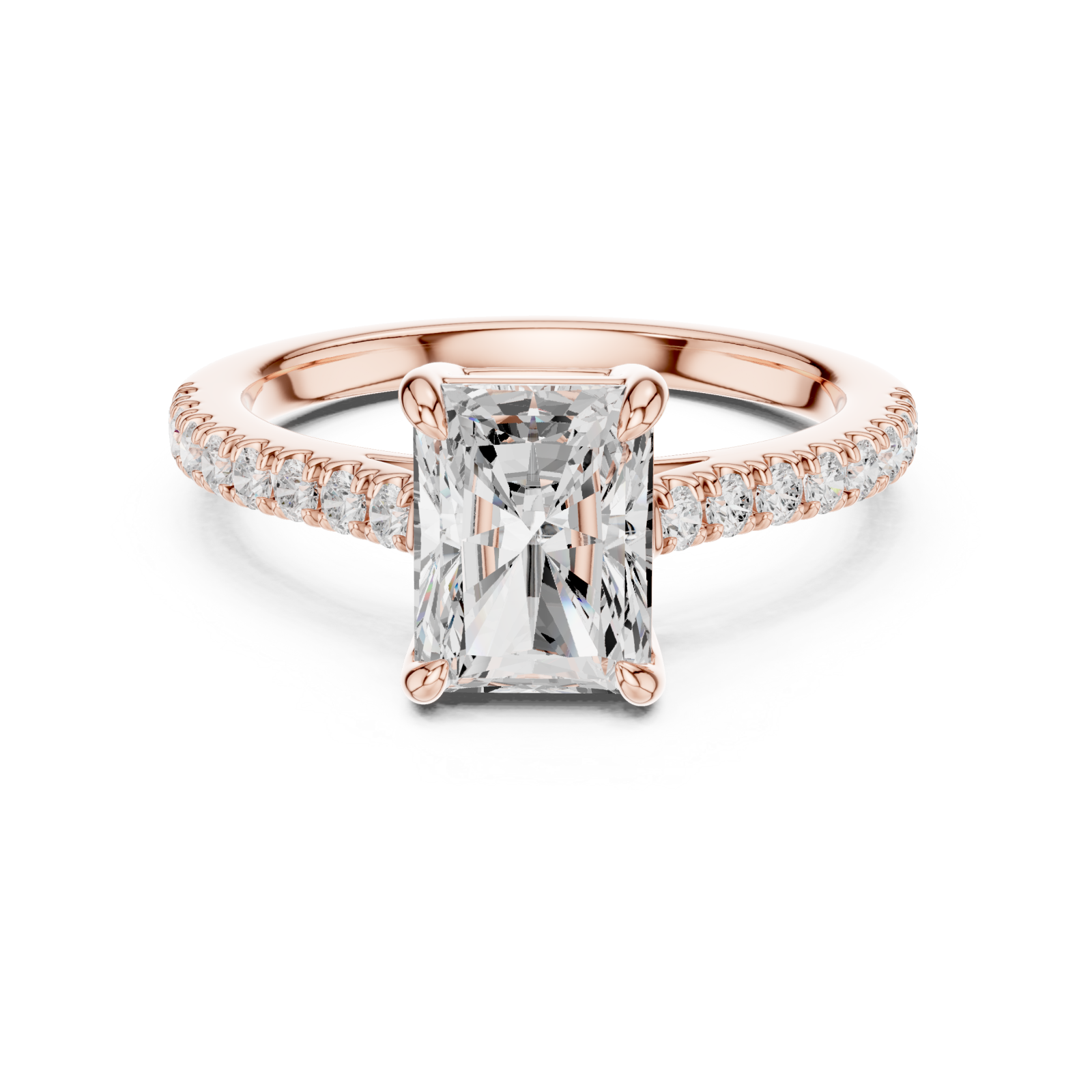  Rose Gold Luminous Radiance Solitaire Band Ring Front View