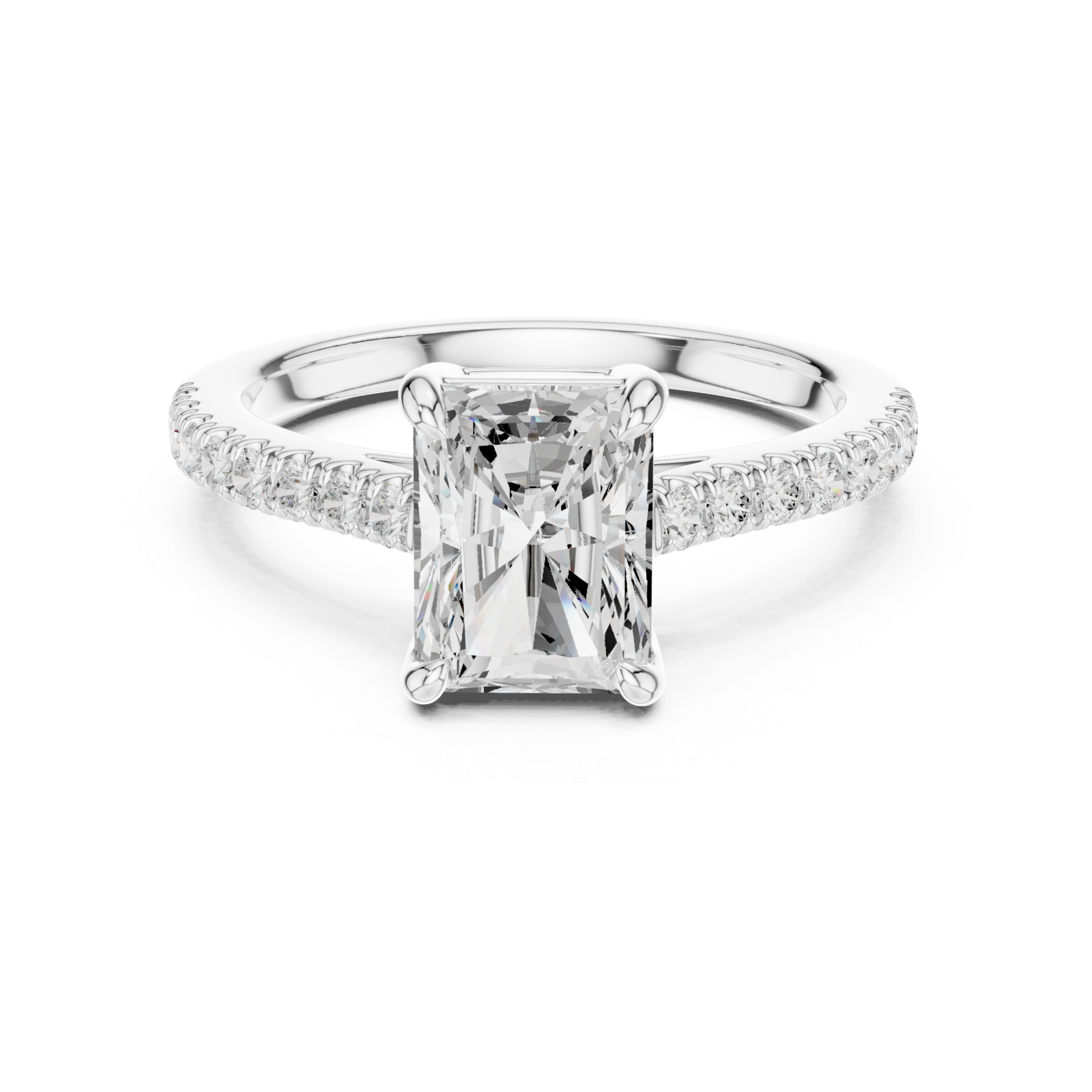  White Gold Luminous Radiance Solitaire Band Ring Front View