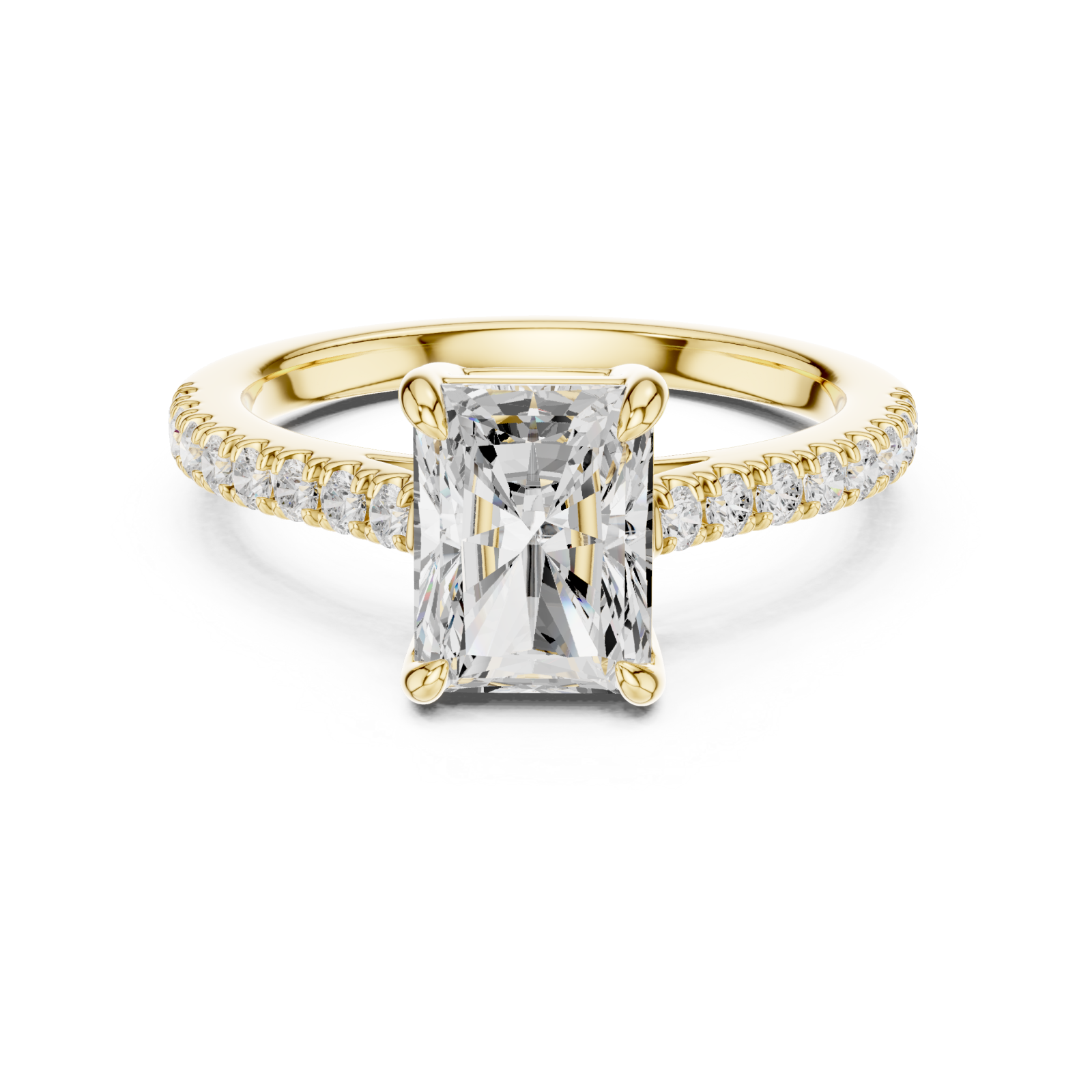  Gold Luminous Radiance Solitaire Band Ring Front View
