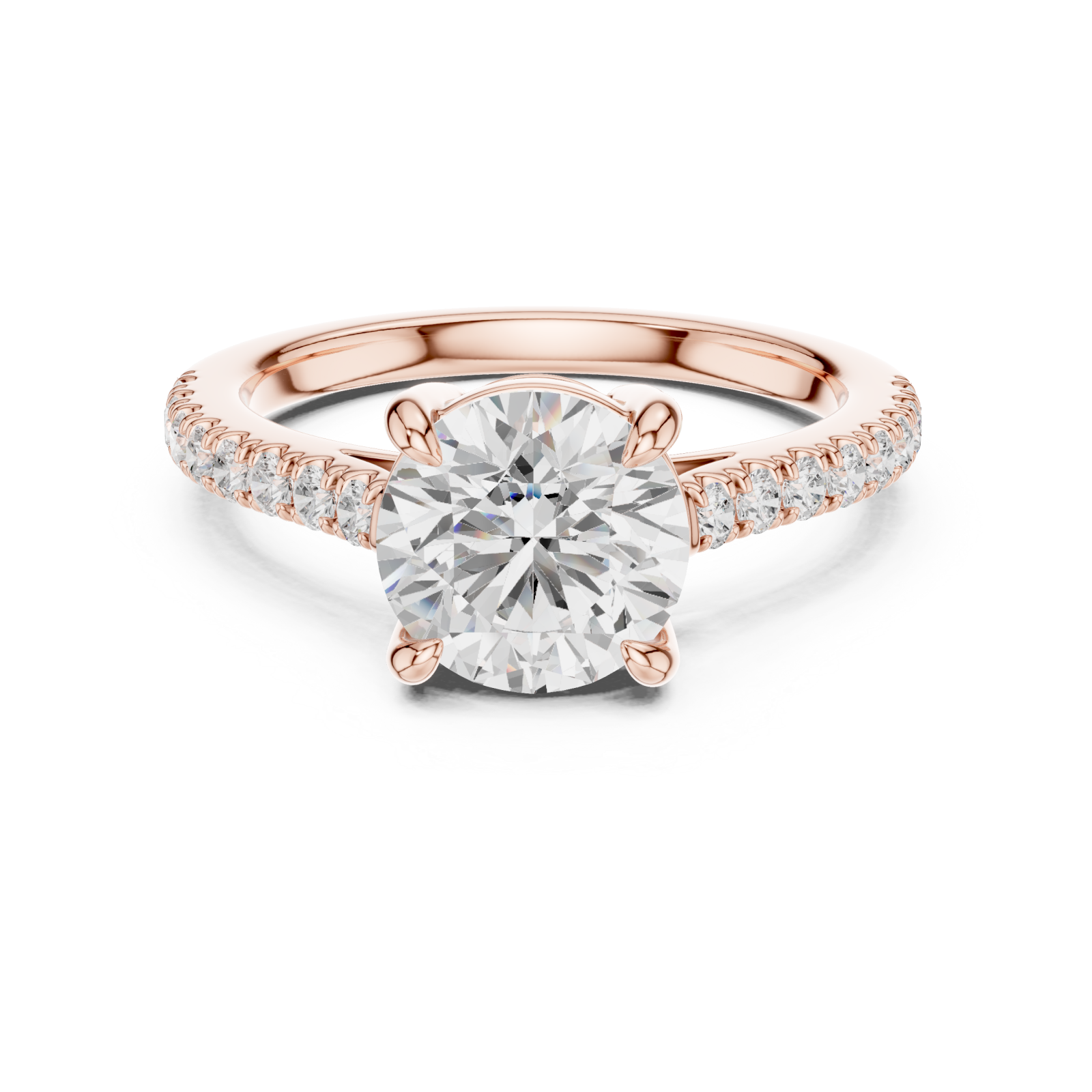  Rose Gold Ethereal Spark Oval Halo Ring Front View
