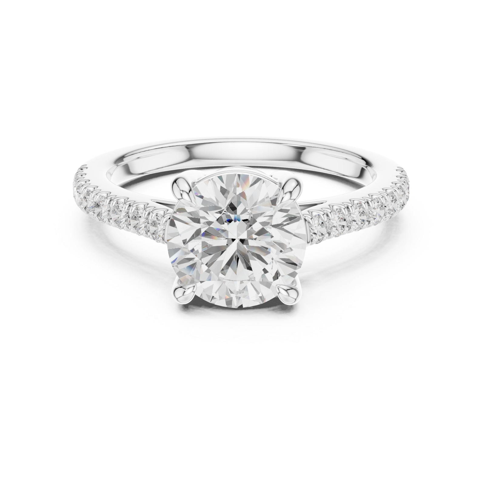  White Gold Ethereal Spark Oval Halo Ring Front View