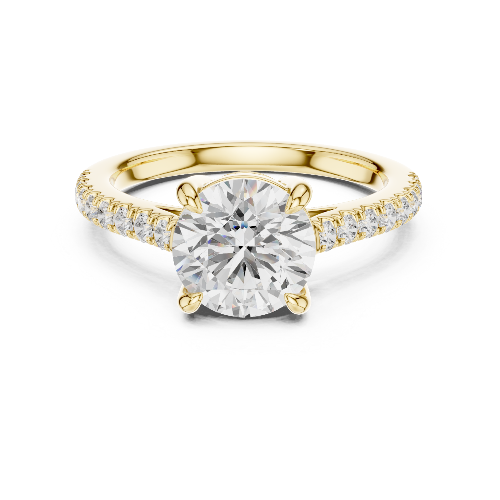 Gold Ethereal Spark Oval Halo Ring Front View