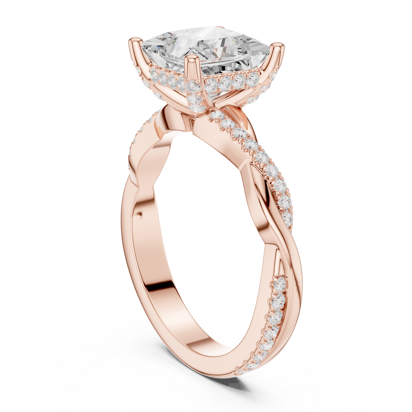  Rose Gold Everlight Sculpture Statement Band Ring Left View