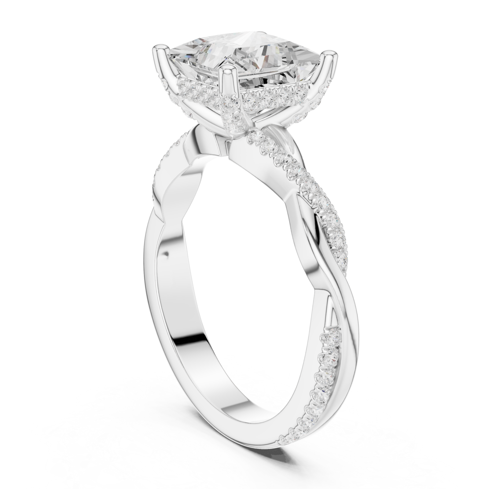  White Gold Everlight Sculpture Statement Band Ring Left View