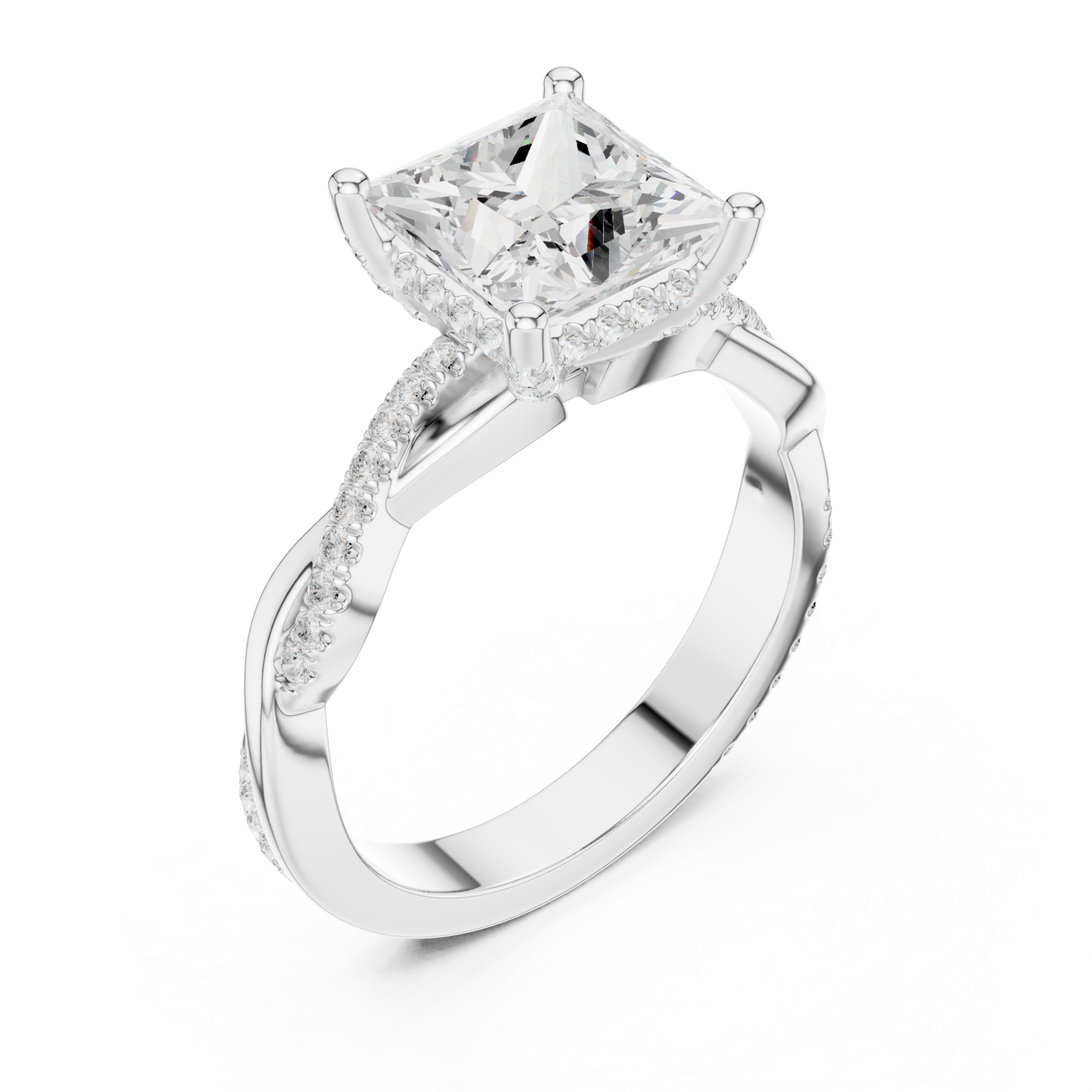  White Gold Everlight Sculpture Statement Band Ring Right View