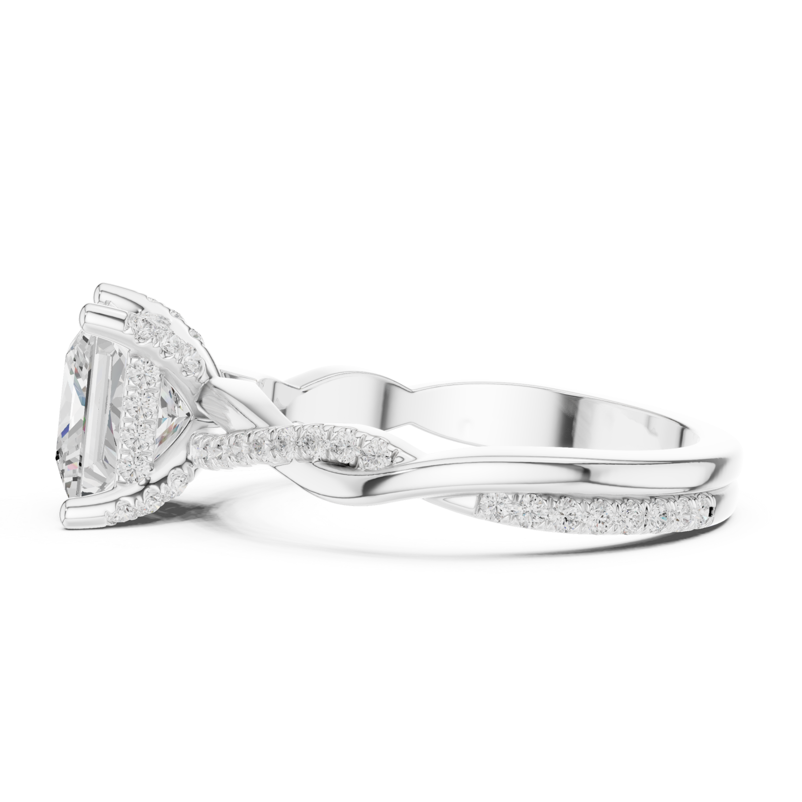  White Gold Everlight Sculpture Statement Band Ring Side View