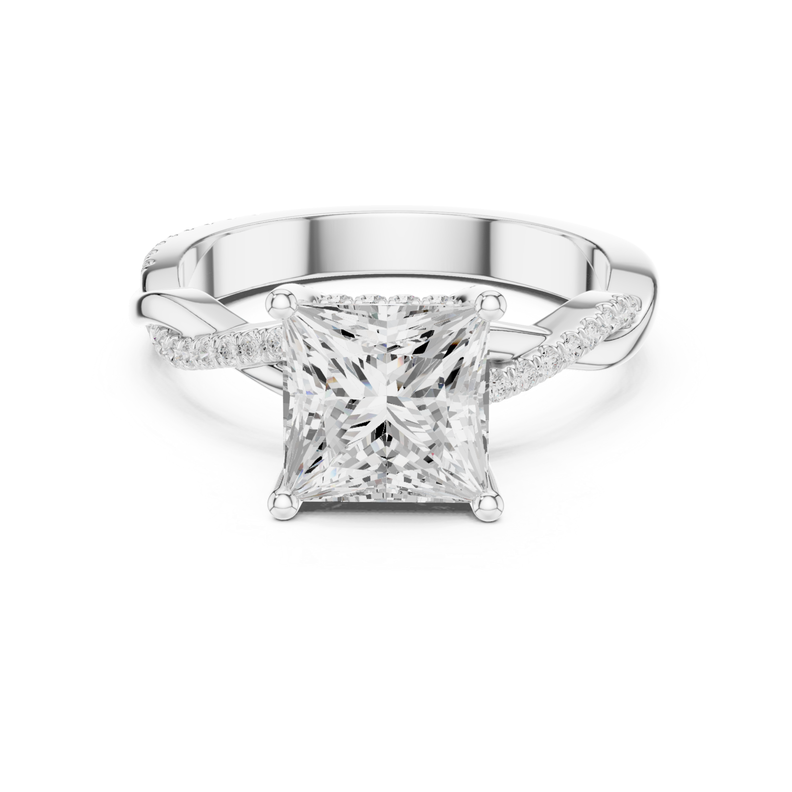  White Gold Everlight Sculpture Statement Band Ring Front View