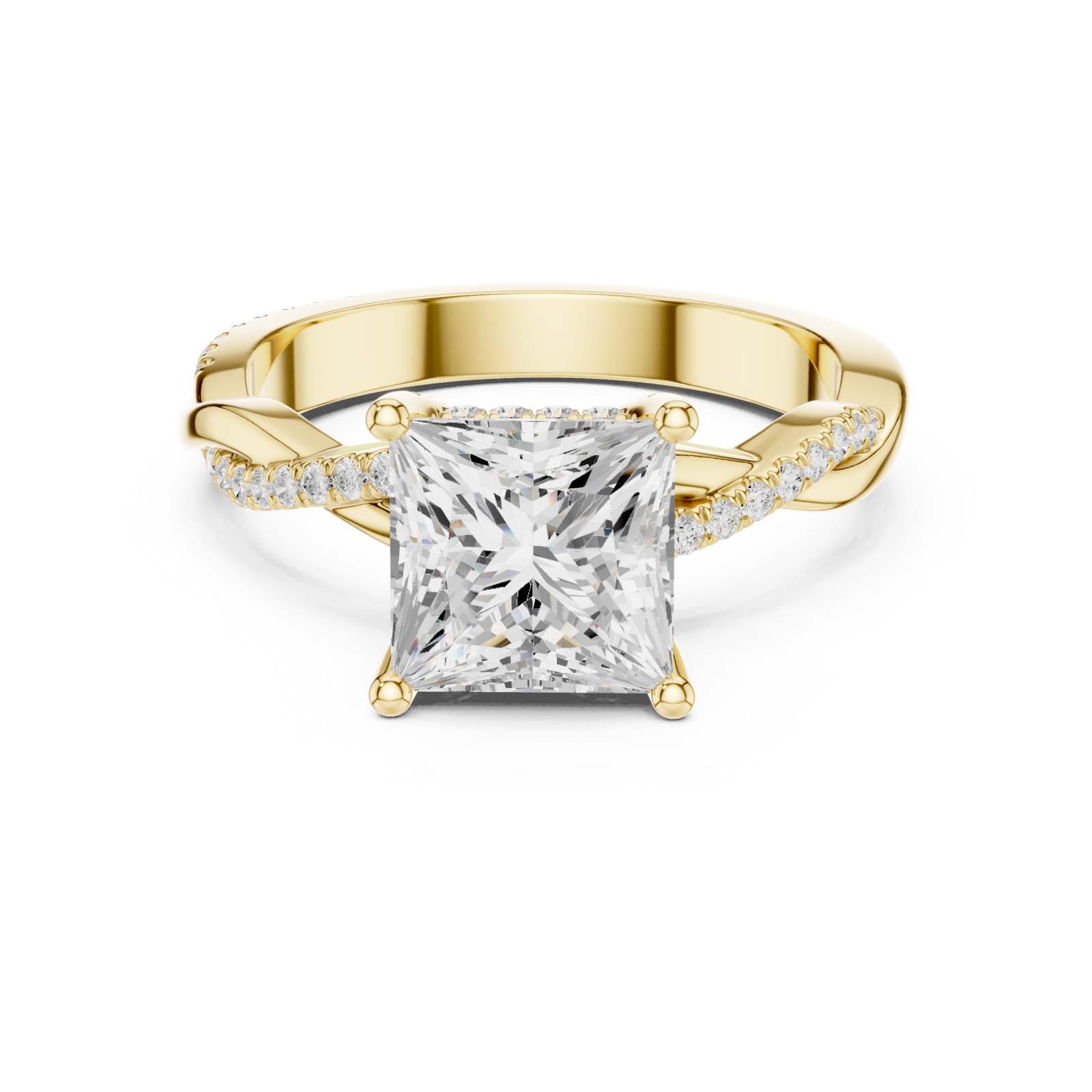  Gold Everlight Sculpture Statement Band Ring Front View