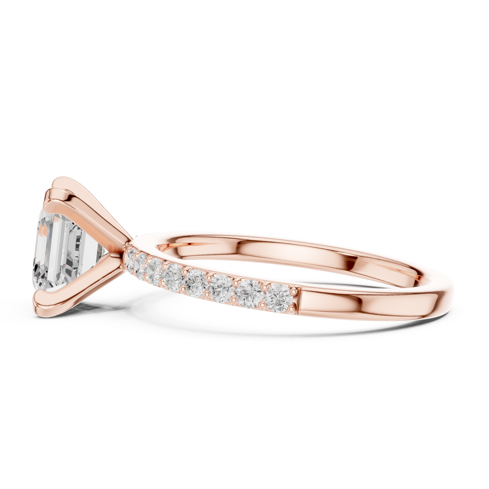 Rose Gold Cascade Radiance Ring Side View