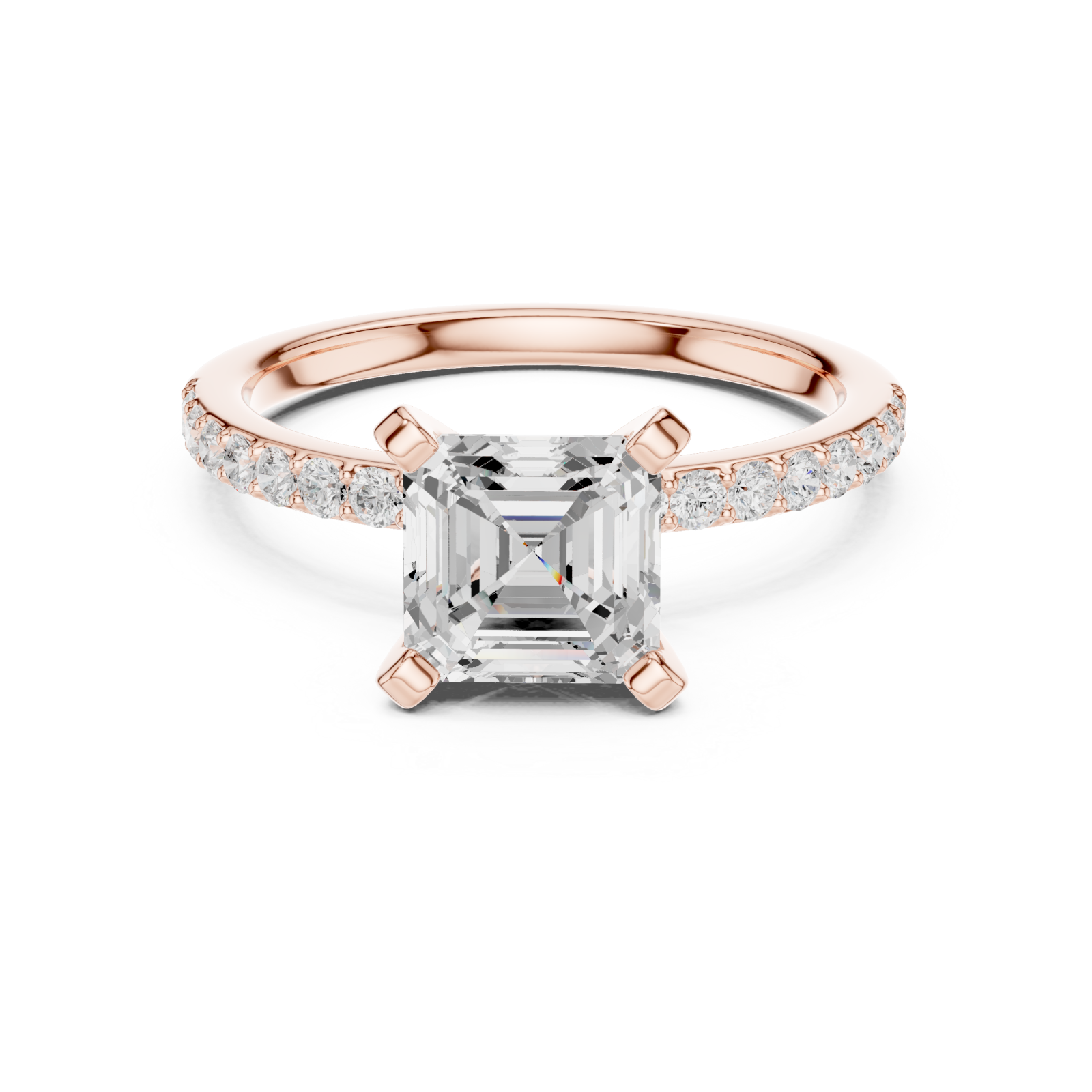  Rose Gold Cascade Radiance Ring Front View