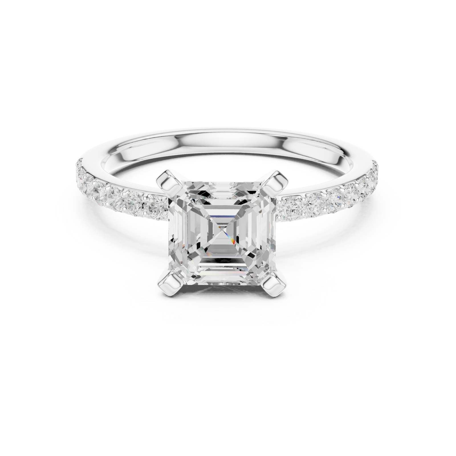  White Gold Cascade Radiance Ring Front View