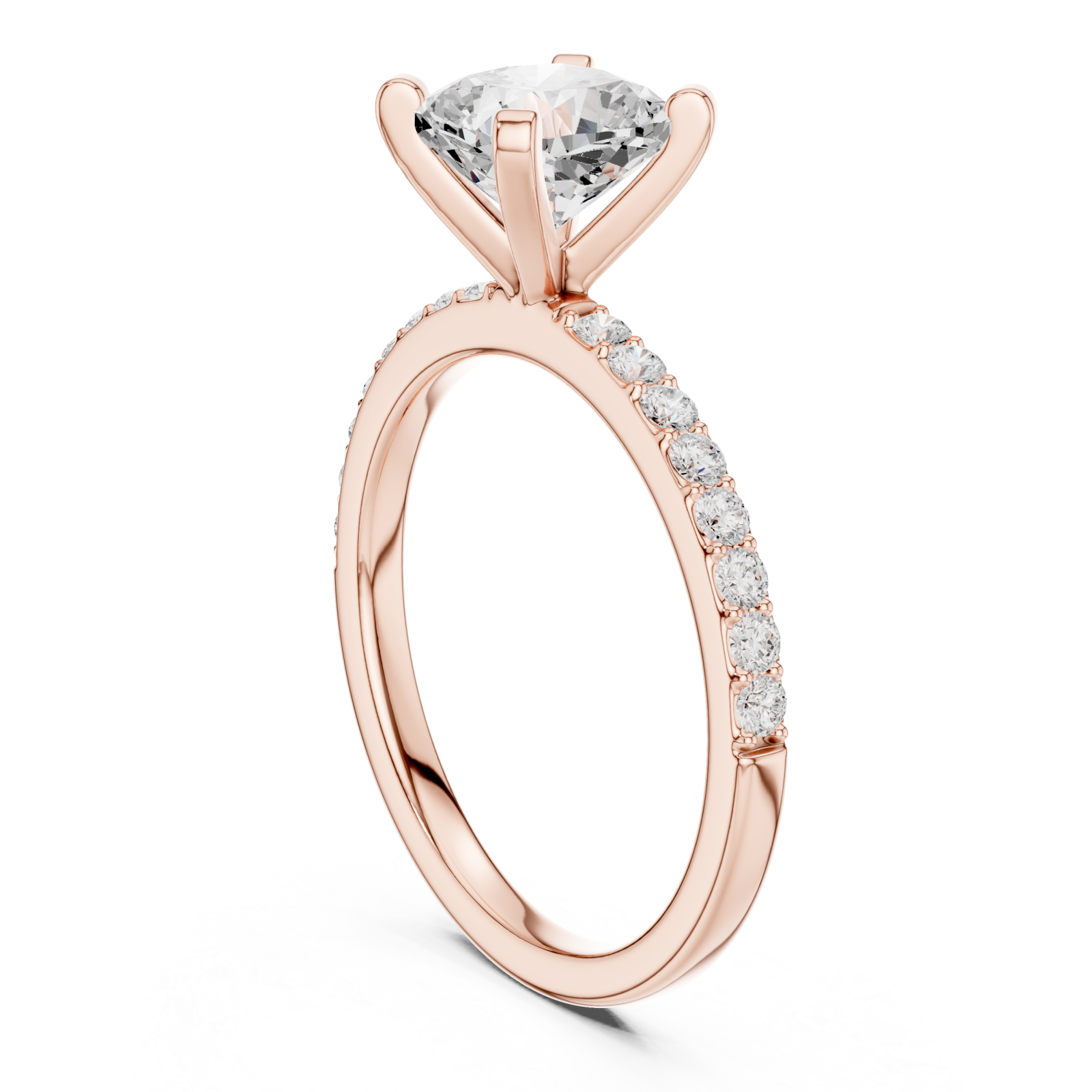  Rose Gold Celestial Promise Pavé Band Engagement Ring Left View