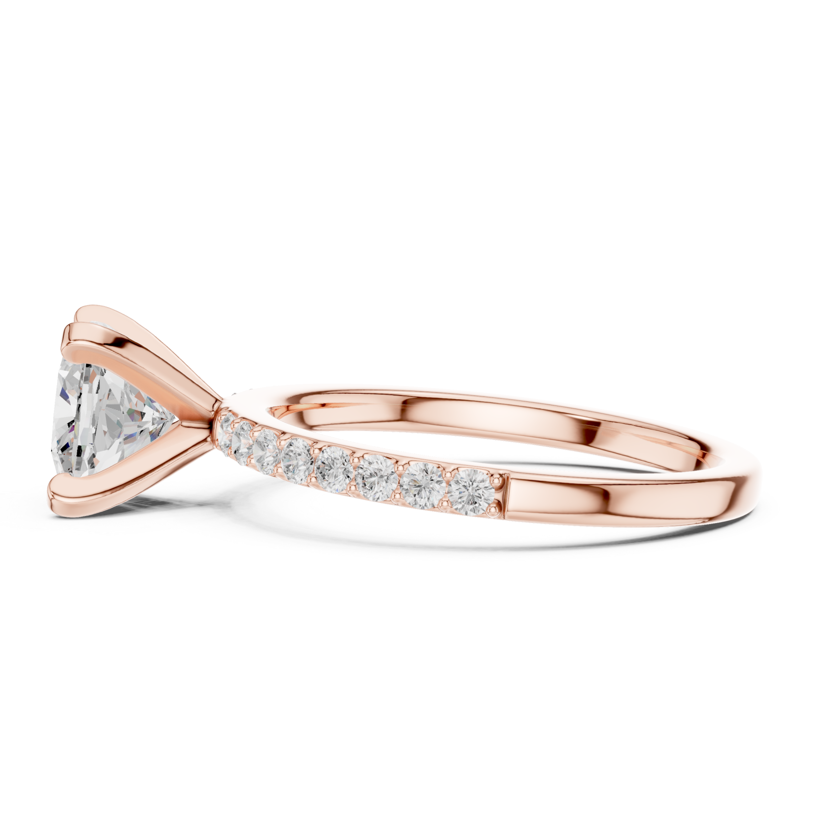  Rose Gold Celestial Promise Pavé Band Engagement Ring Side View