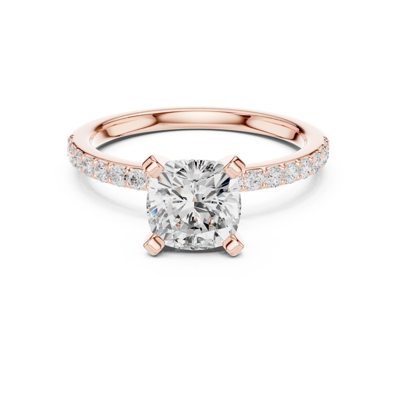  Rose Gold Celestial Promise Pavé Band Engagement Ring Front View