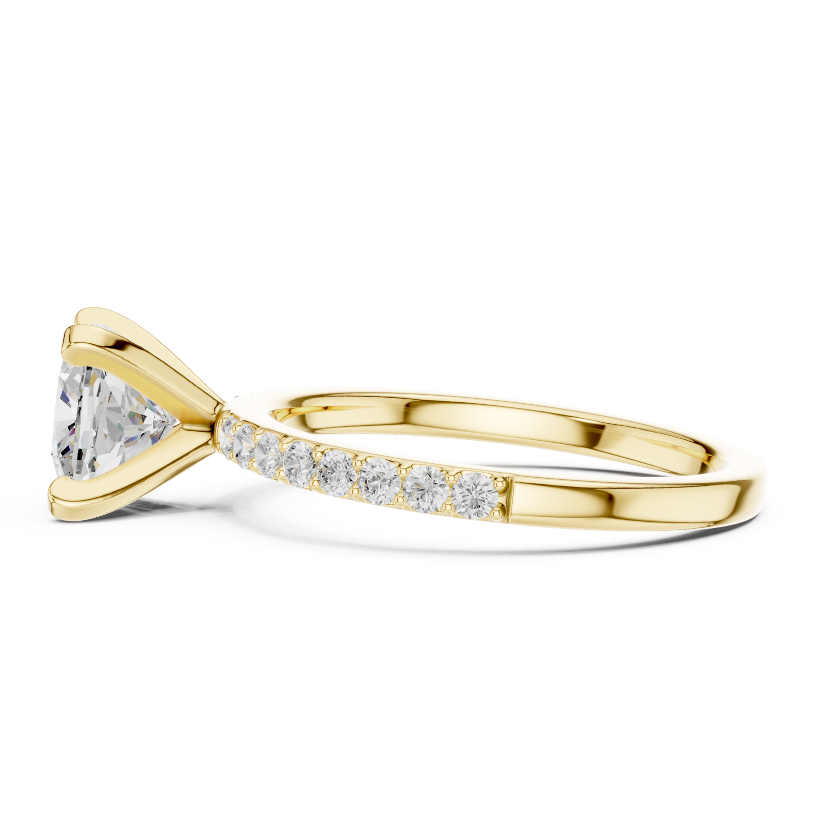  Gold Celestial Promise Pavé Band Engagement Ring Side View
