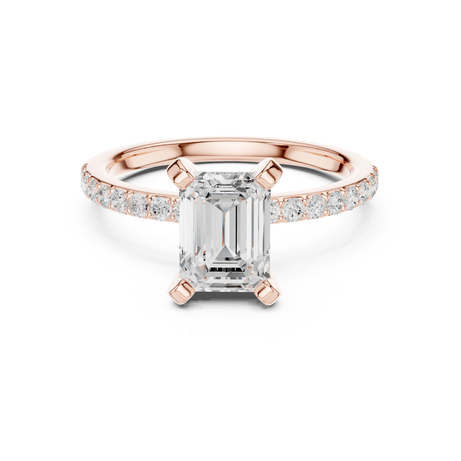  Rose Gold Evermore Halo Engagement Ring Front View