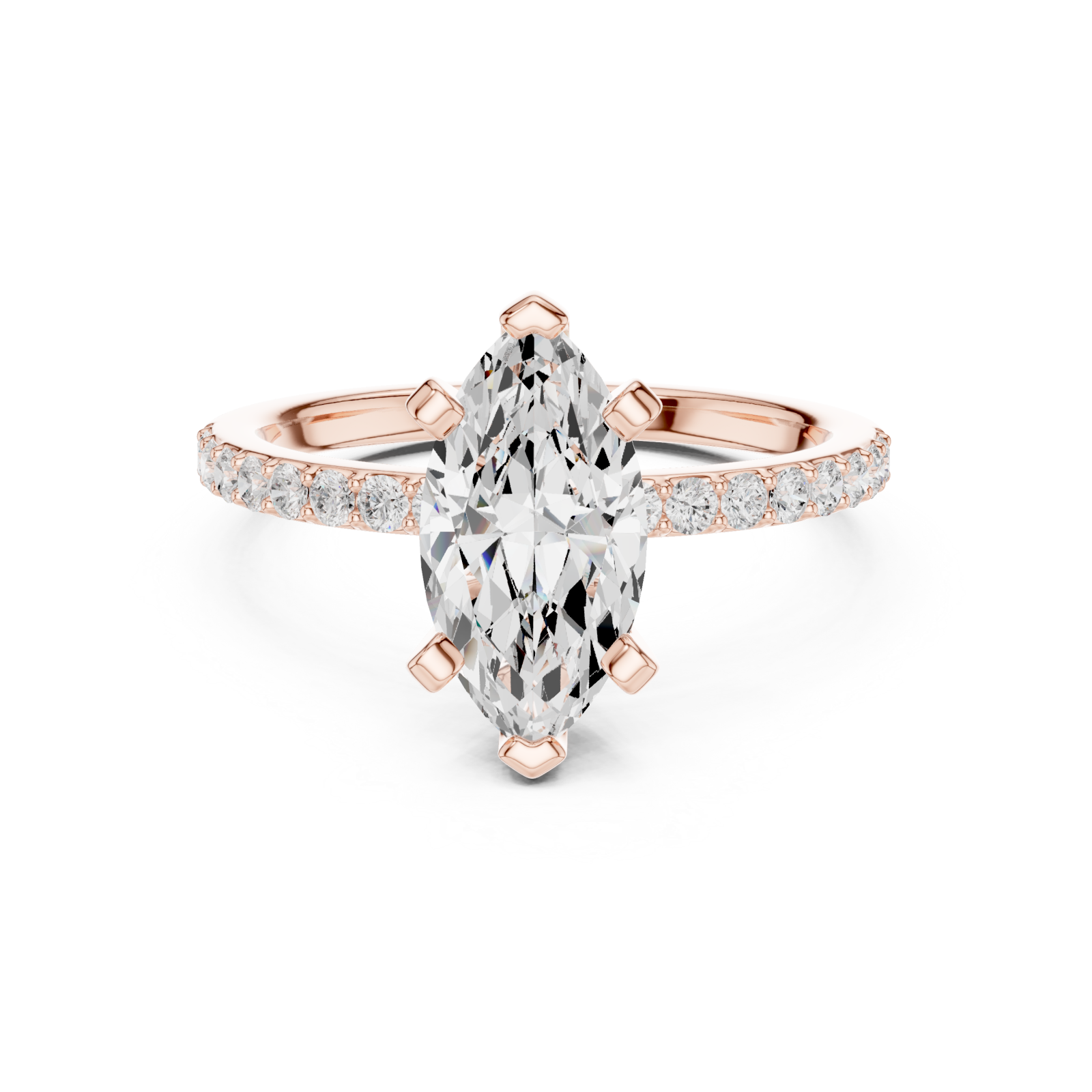  Rose Gold Petite Mirage Solitaire Ring Front View