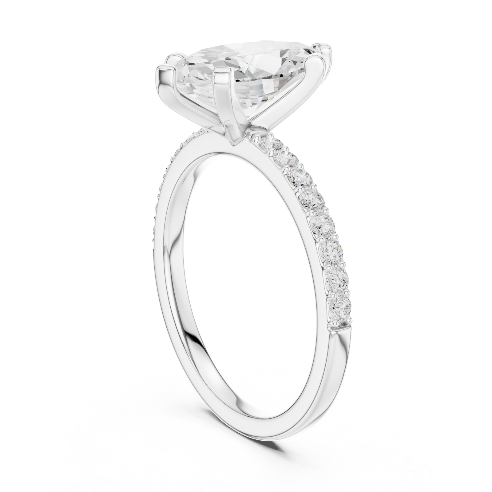  White Gold Petite Mirage Solitaire Ring Left View