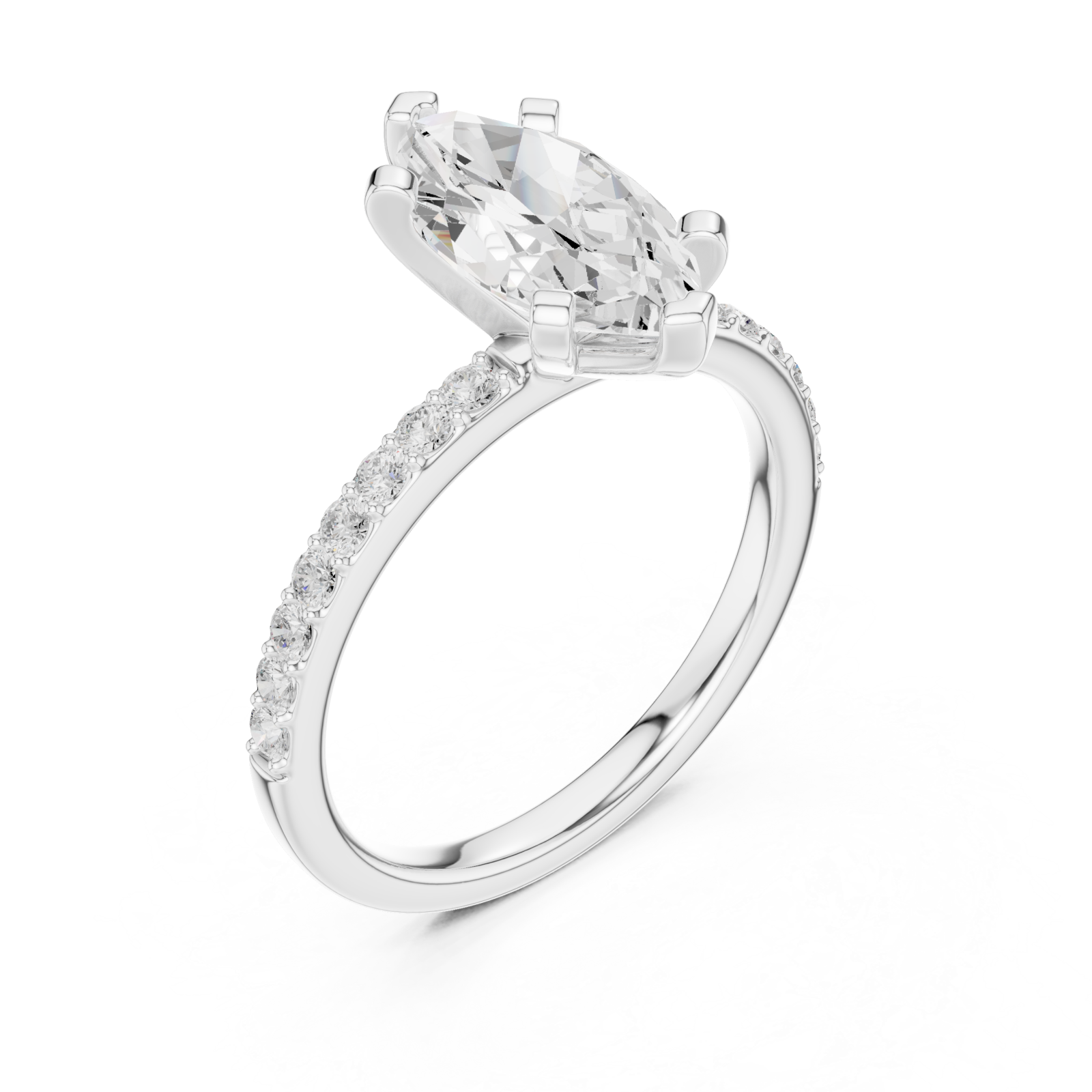  White Gold Petite Mirage Solitaire Ring Right View