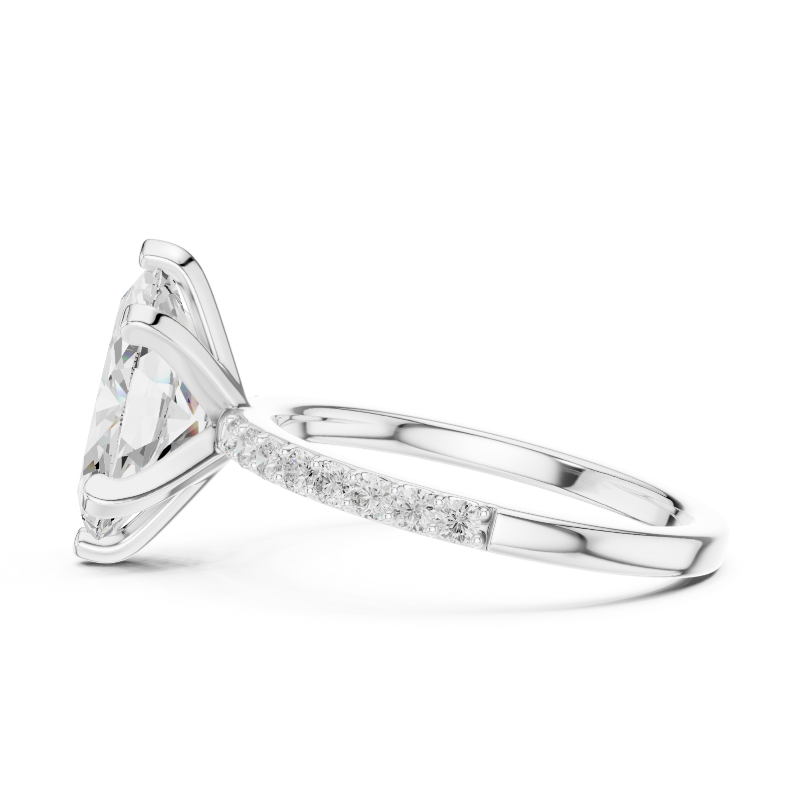  White Gold Petite Mirage Solitaire Ring Side View