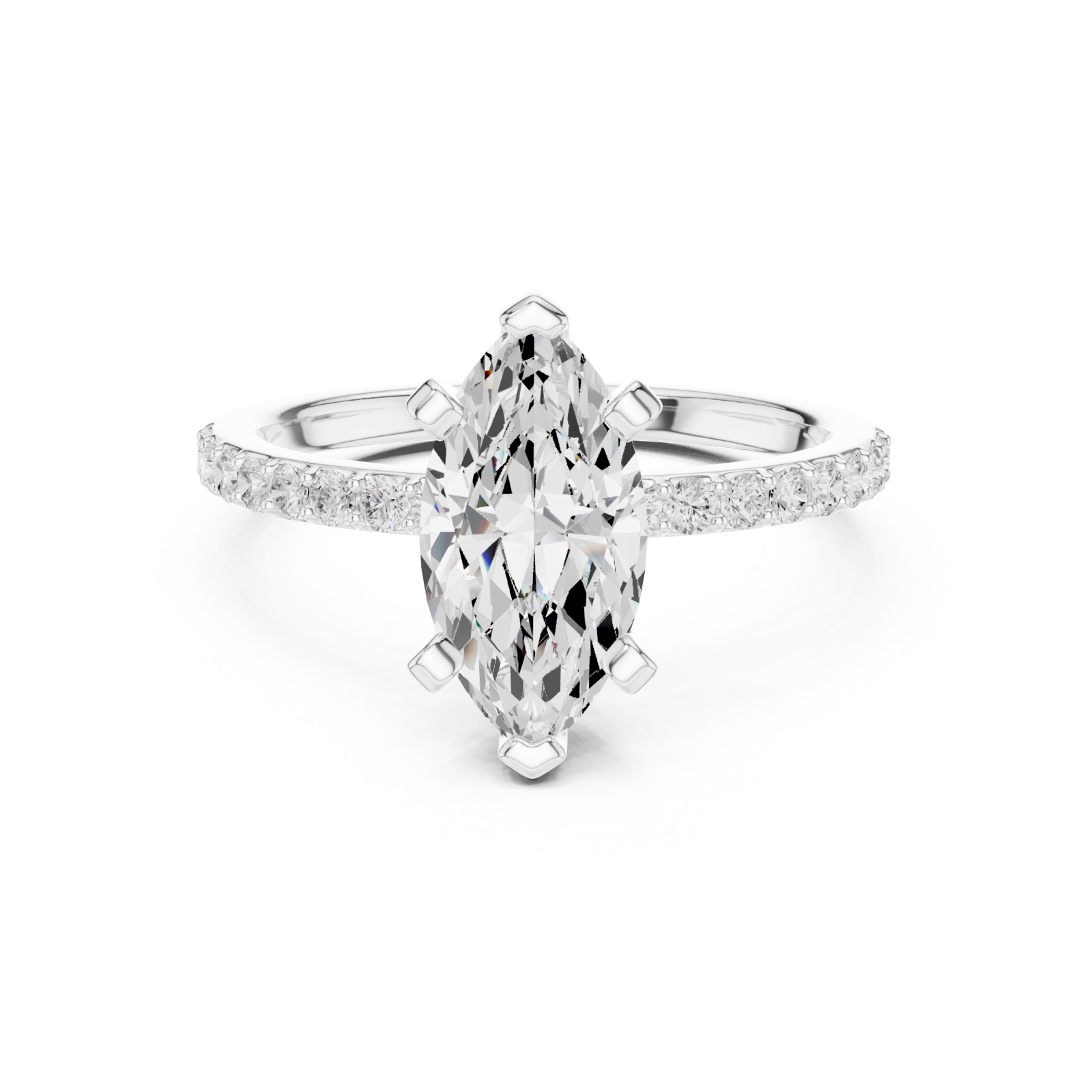  White Gold Petite Mirage Solitaire Ring Front View