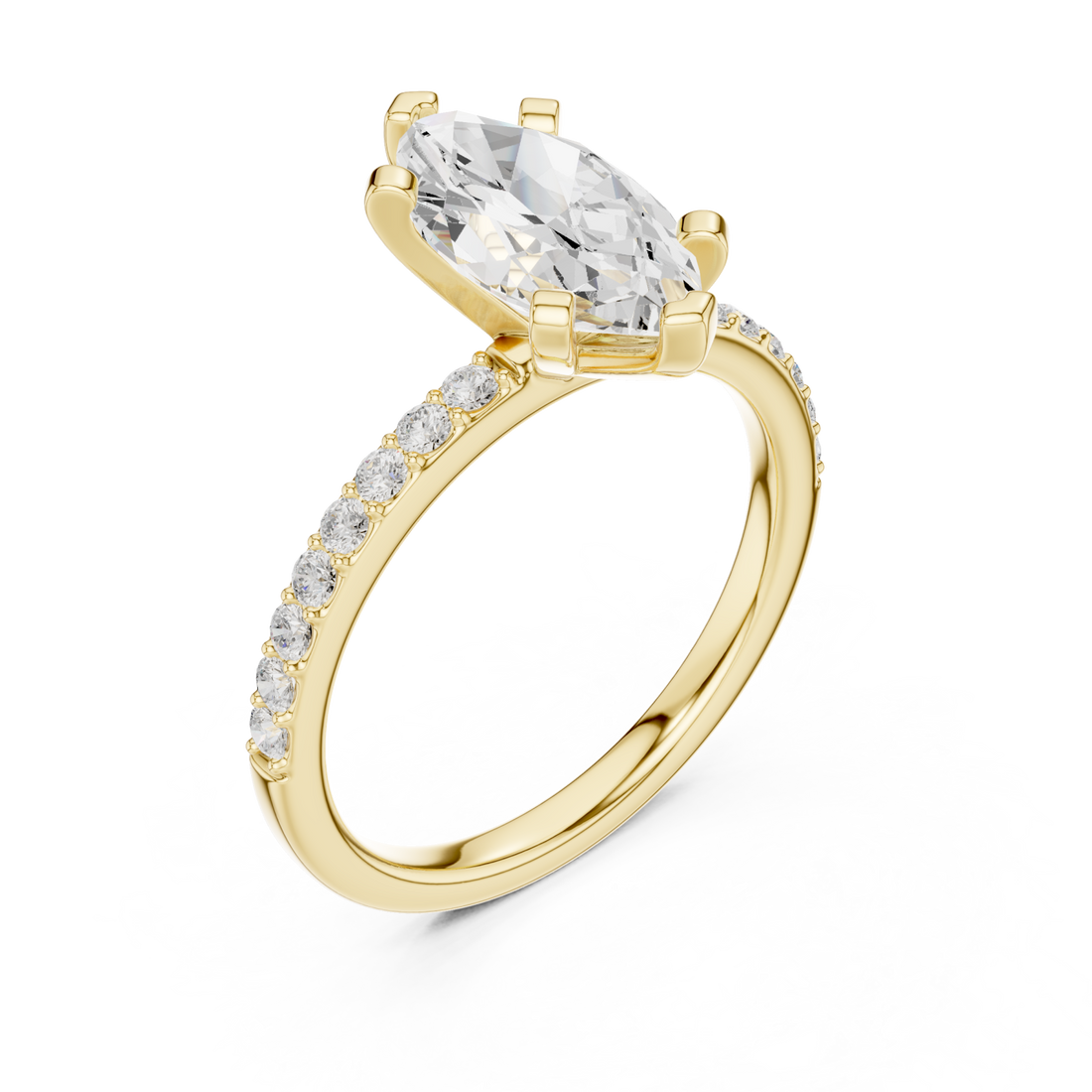 Gold Petite Mirage Solitaire Ring Right View