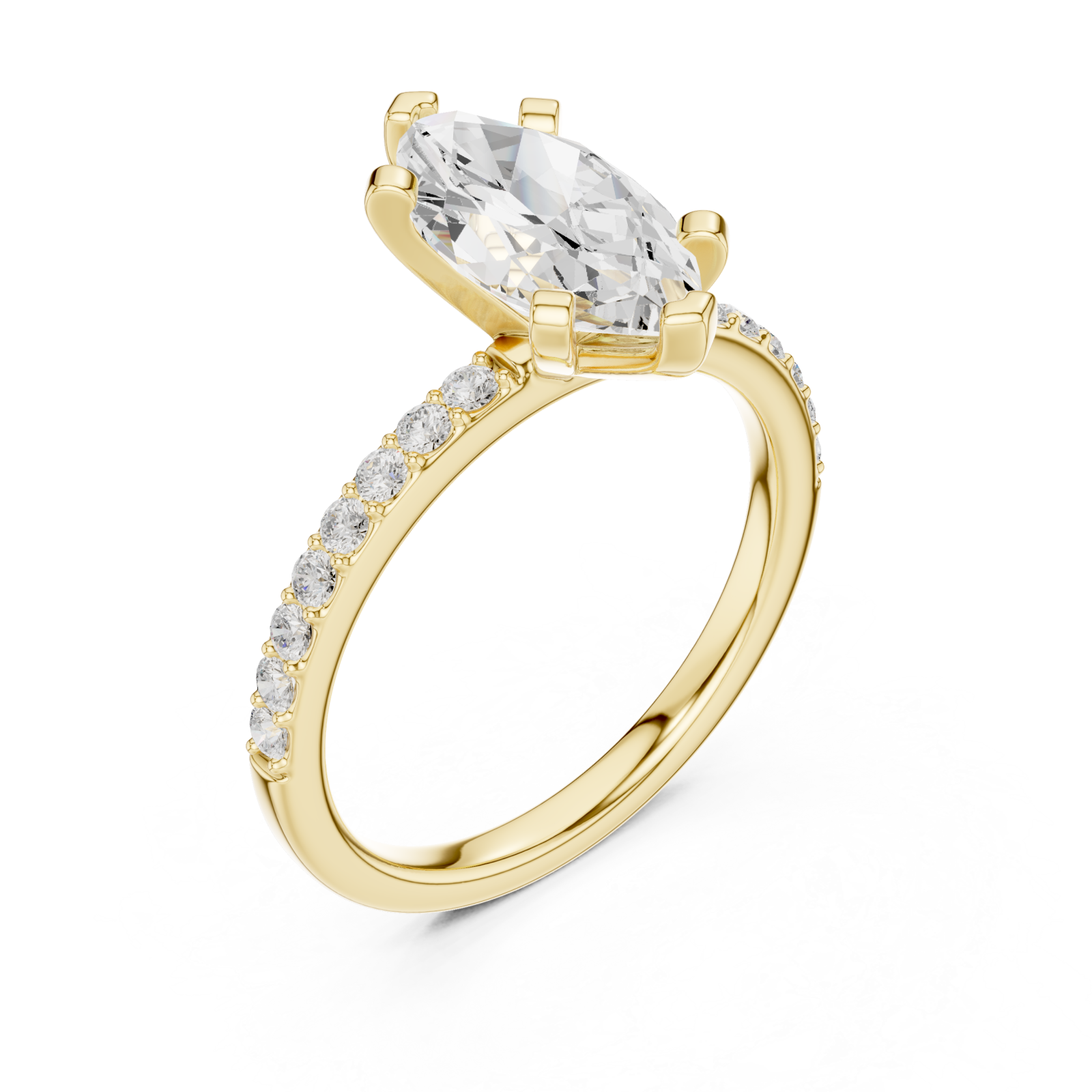 Gold Petite Mirage Solitaire Ring Right View