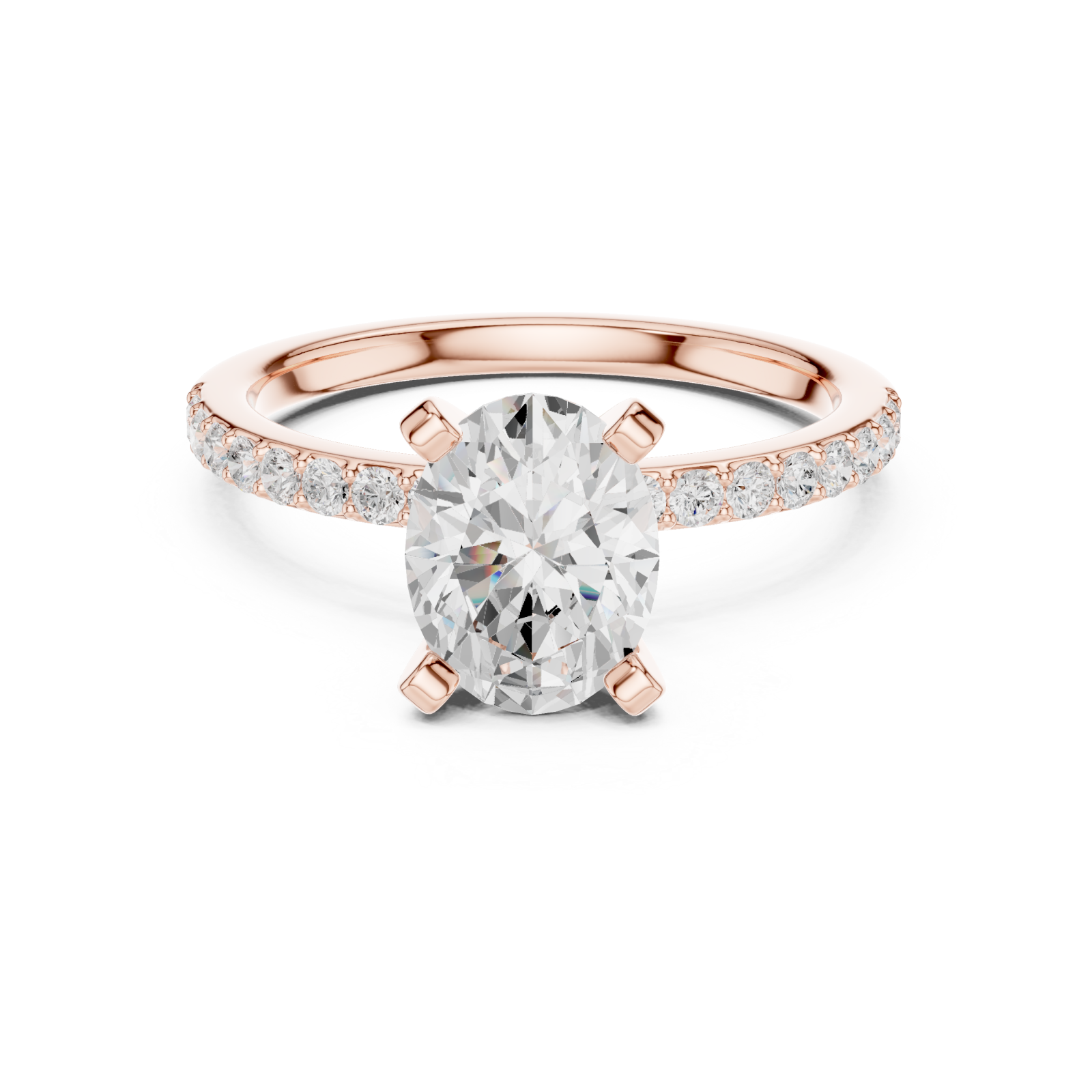  Rose Gold Lustrous Solitaire Band Ring Front View