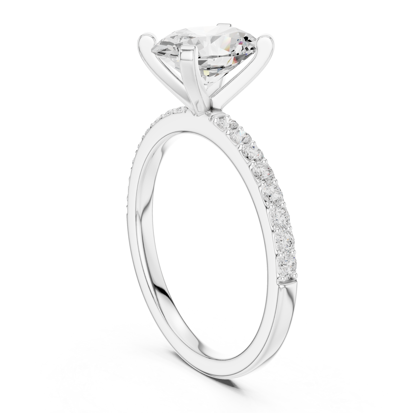  White Gold Lustrous Solitaire Band Ring Left View