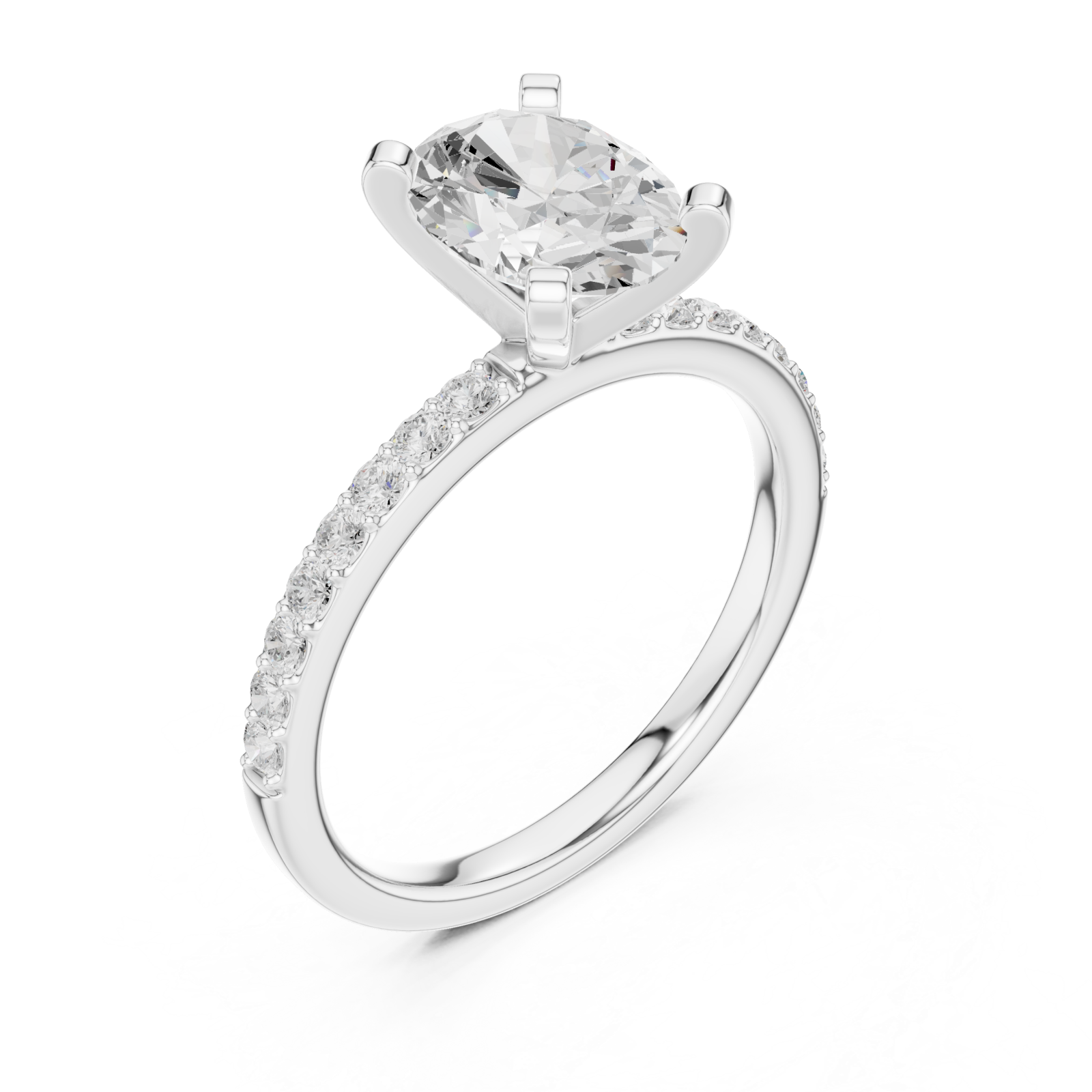  White Gold Lustrous Solitaire Band Ring Right View