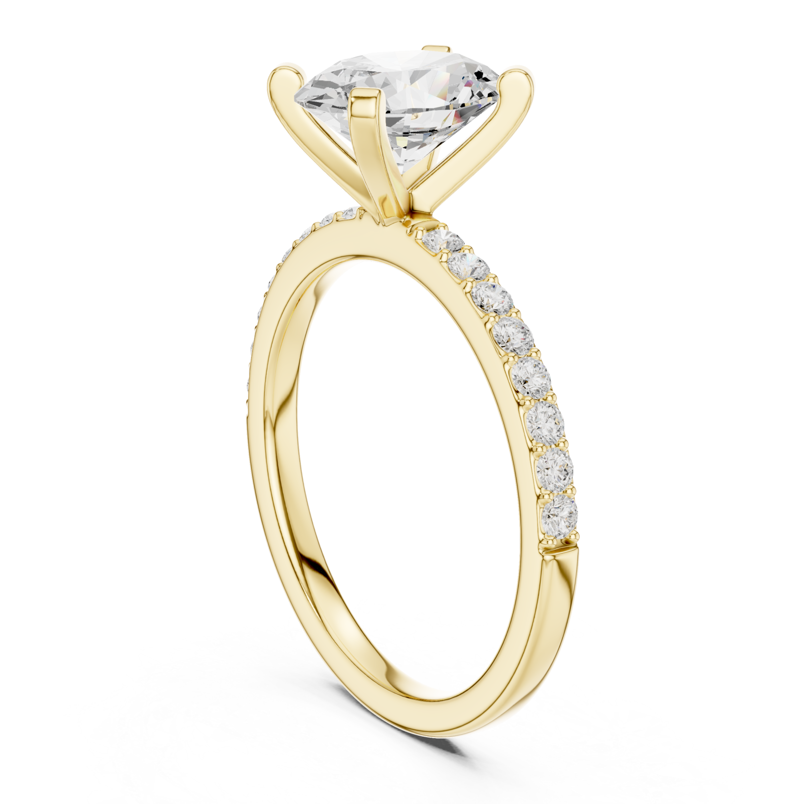  Gold Lustrous Solitaire Band Ring Left View
