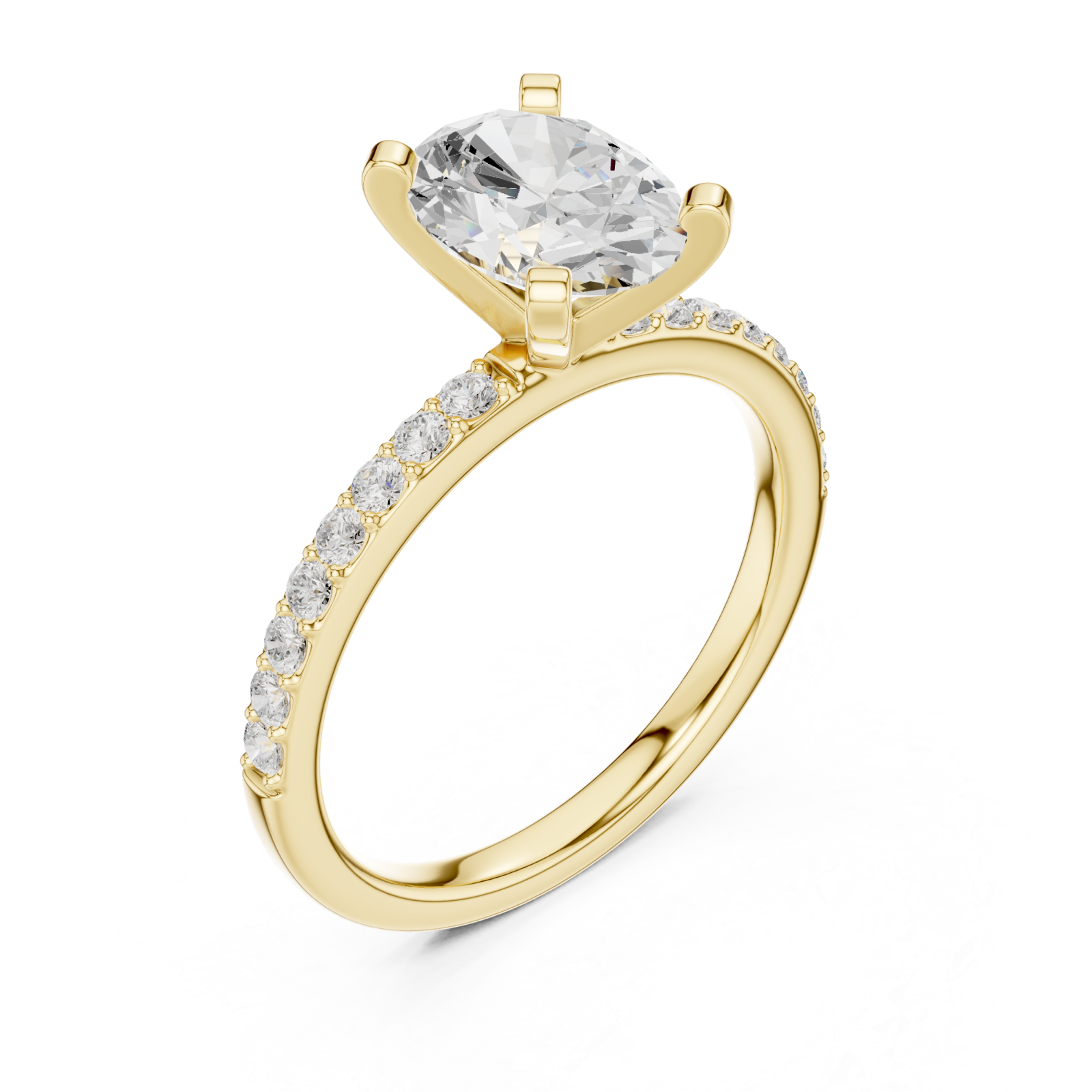 Gold Lustrous Solitaire Band Ring Right View
