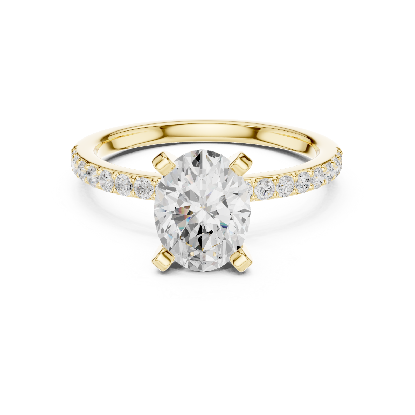  Gold Lustrous Solitaire Band Ring Front View