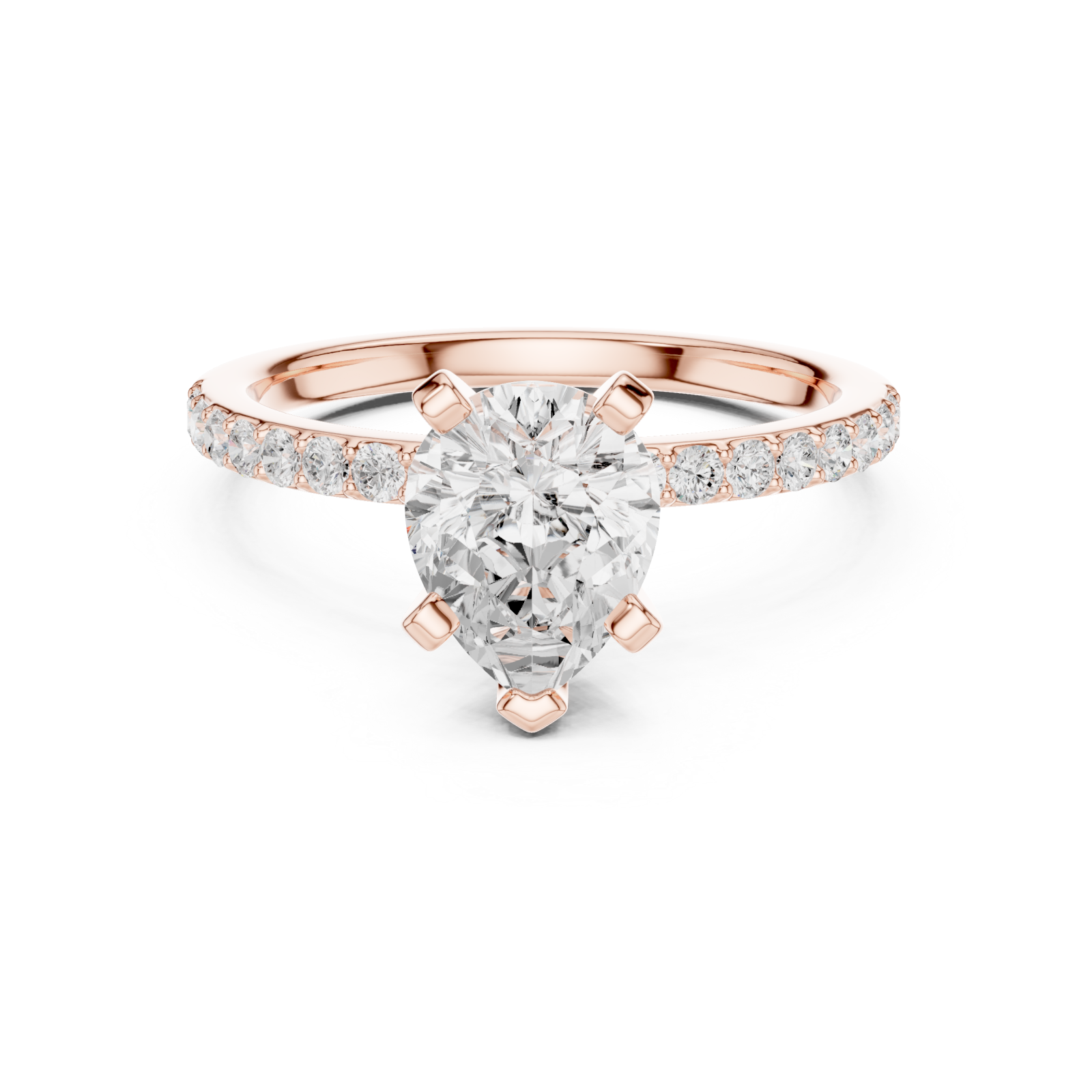  Rose Gold Classic Solitaire Elegance Ring Front View