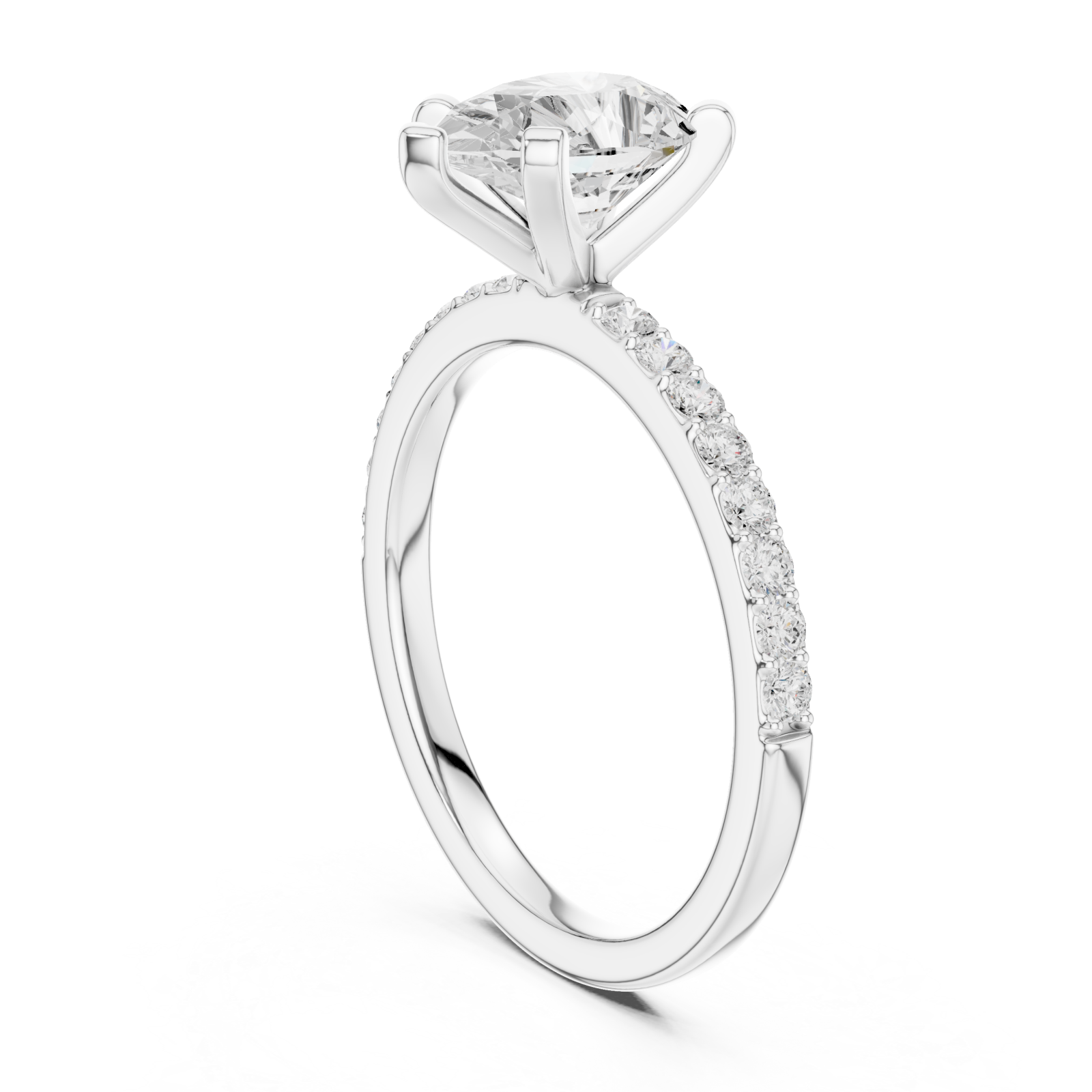  White Gold Classic Solitaire Elegance Ring Left View