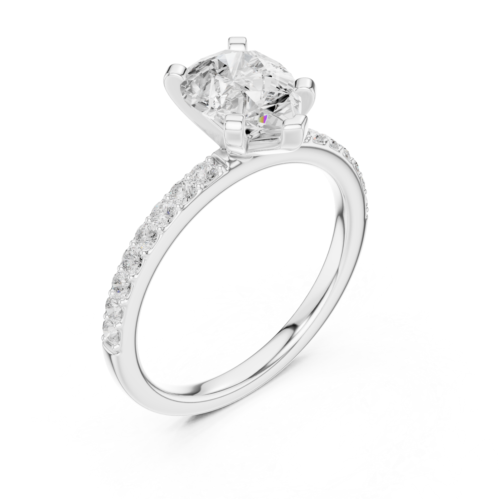  White Gold Classic Solitaire Elegance Ring Right View