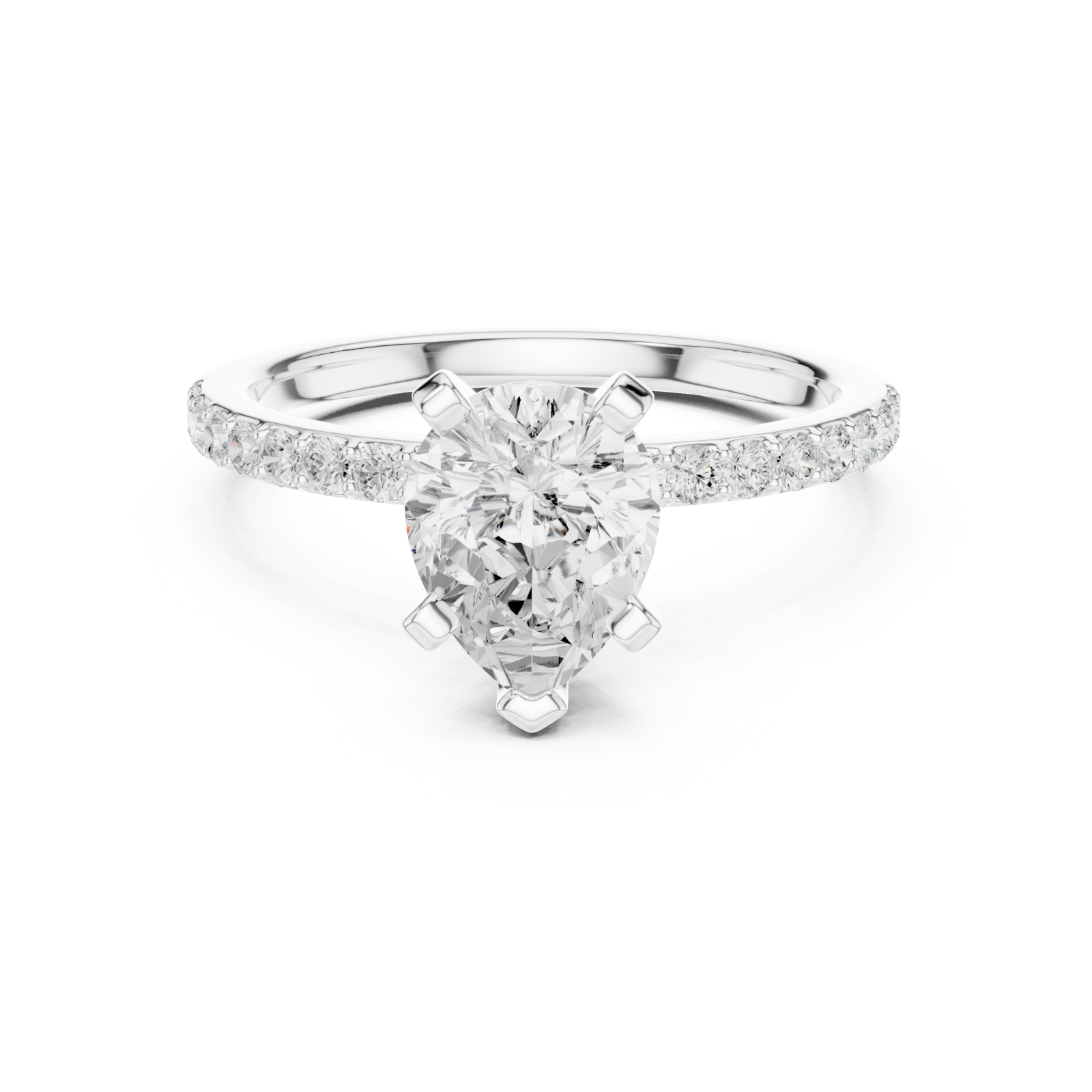  White Gold Classic Solitaire Elegance Ring Front View