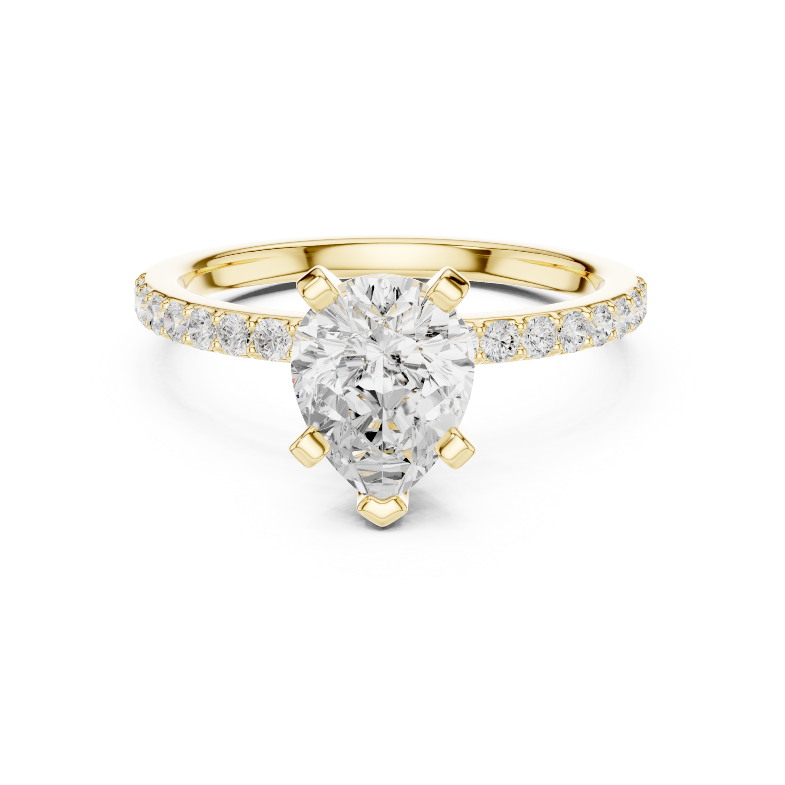  Gold Classic Solitaire Elegance Ring Front View