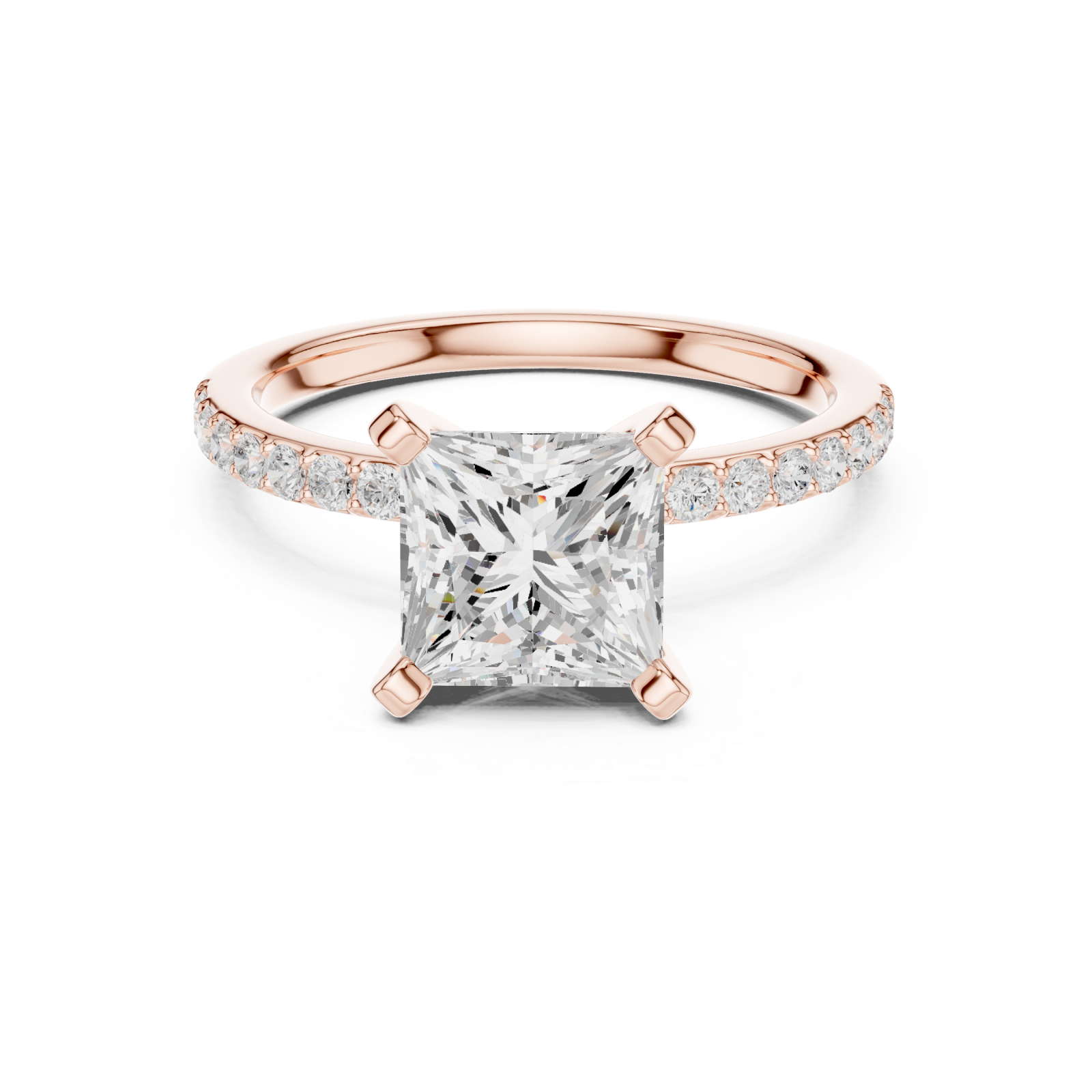  Rose Gold Celestial Whisper Solitaire Ring Front View
