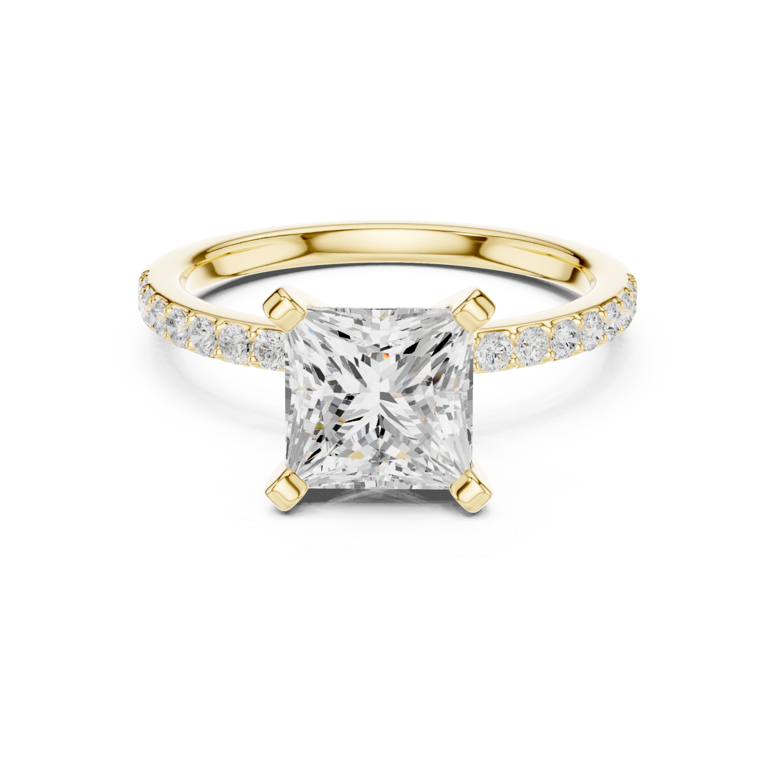  Gold Celestial Whisper Solitaire Ring Front View
