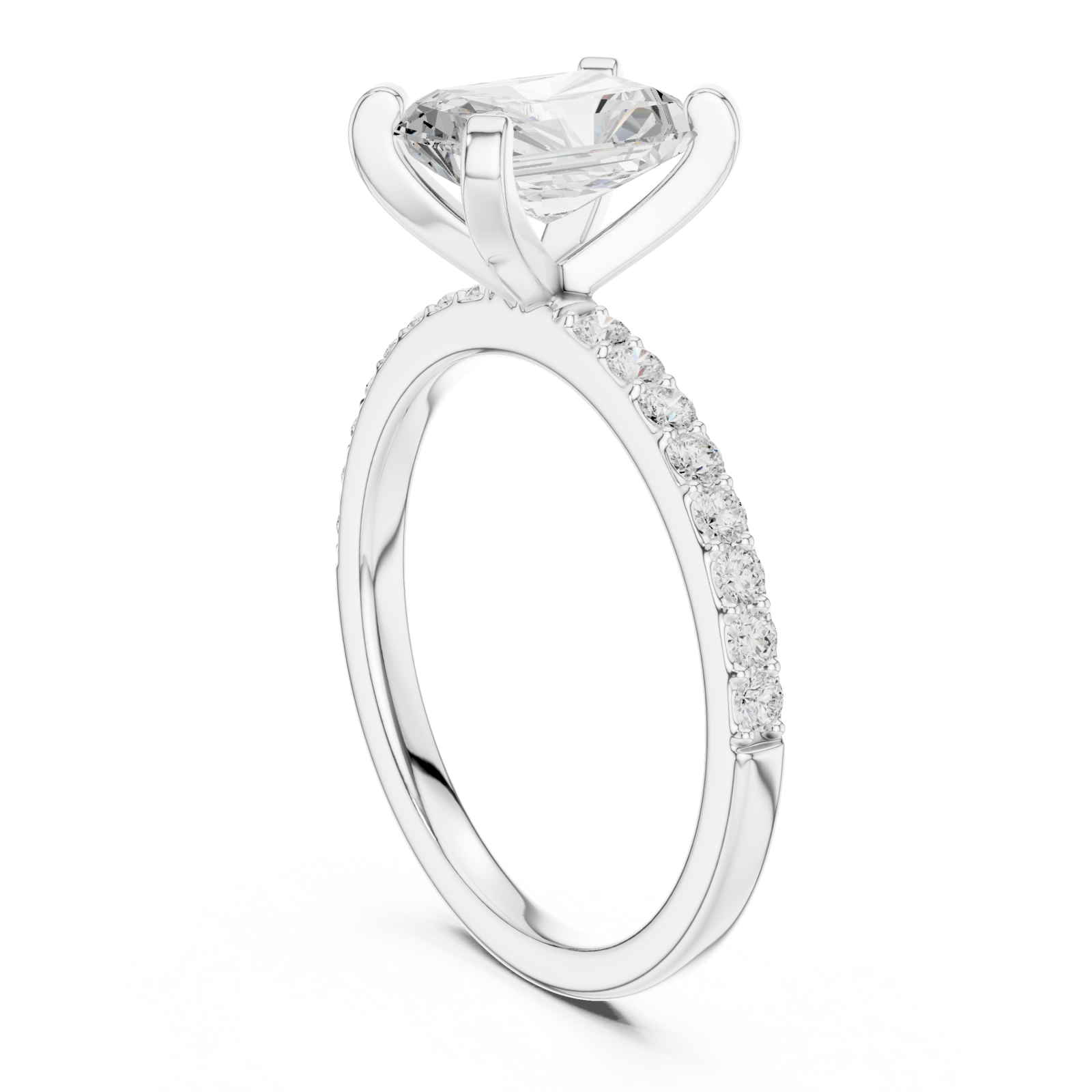  White Gold Majesty Solitaire Ring Left View
