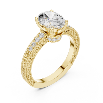 Gold Empress Crest Filigree Band Ring Right View