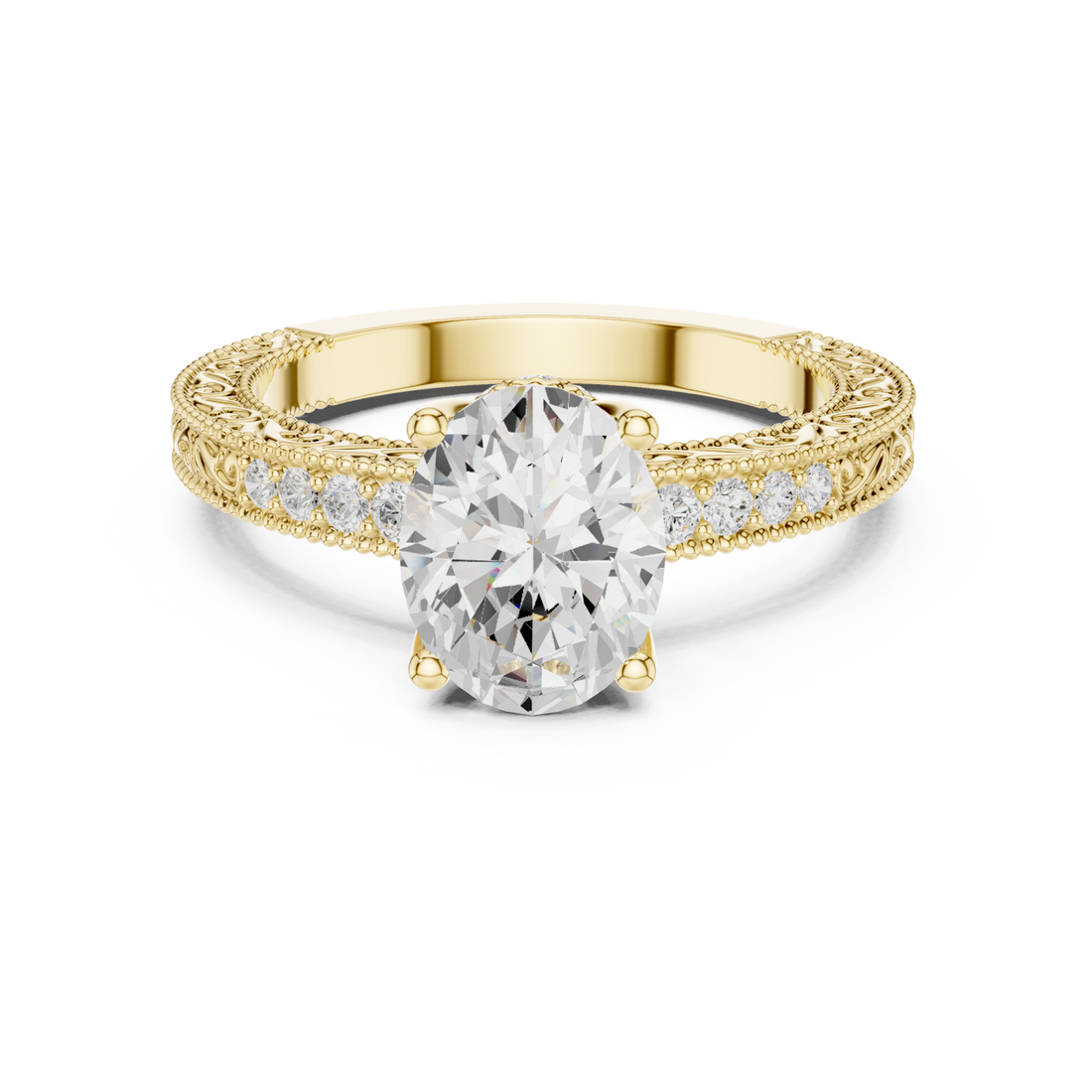 Gold Empress Crest Filigree Band Ring Right View