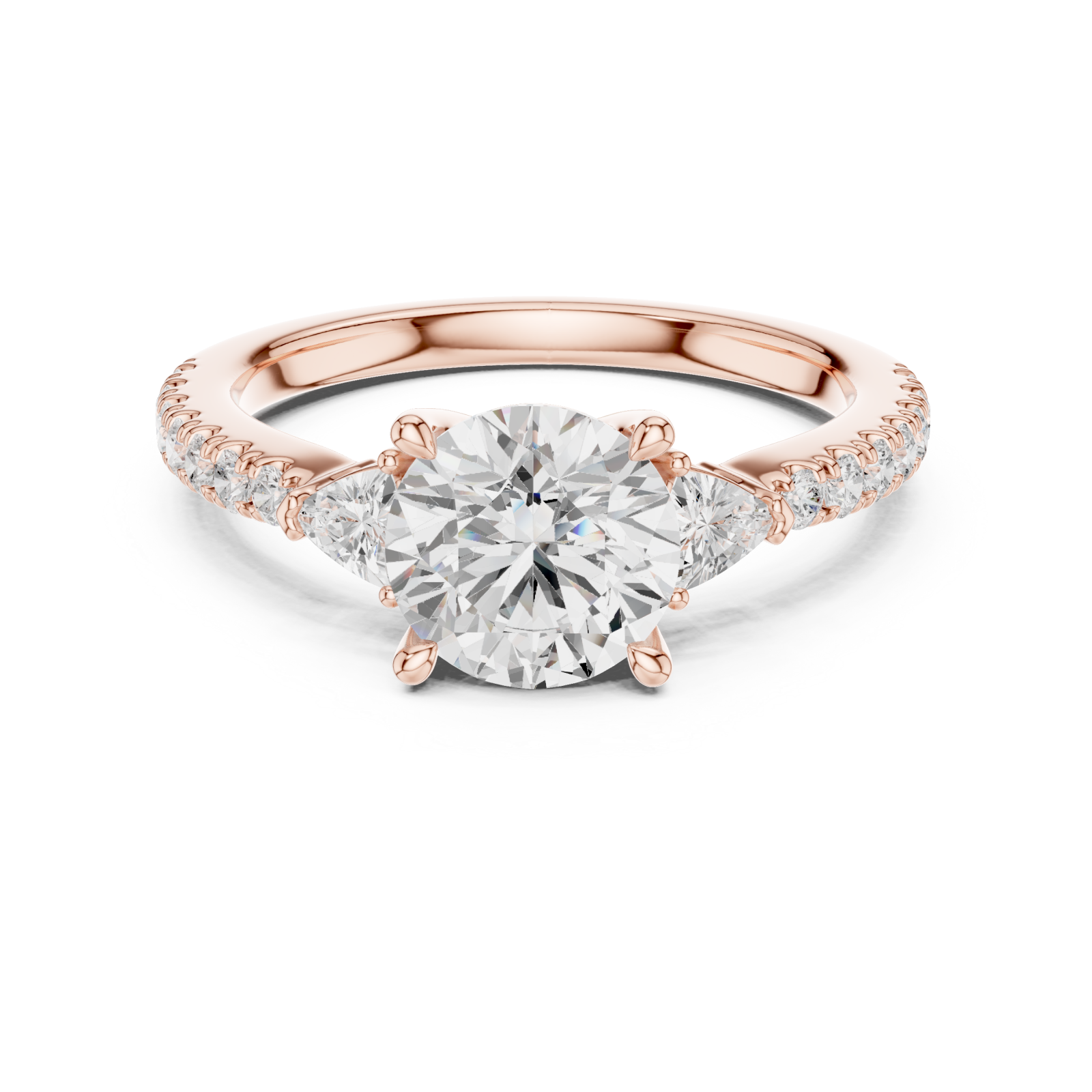  Rose Gold Celestial Harmony Petite Solitaire Front View