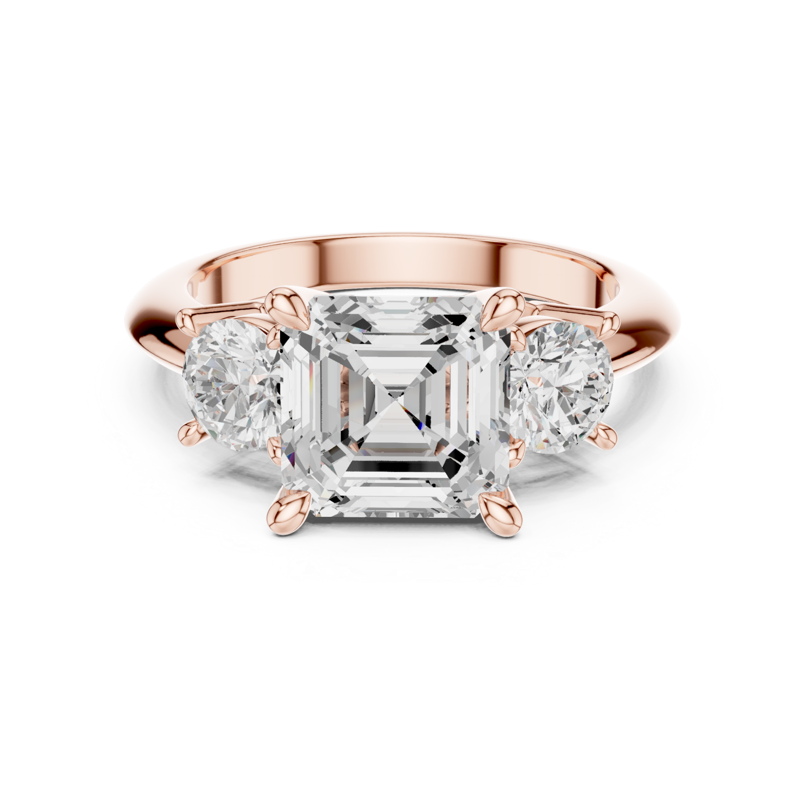  Rose Gold Radiant Embrace Halo Ring Front View