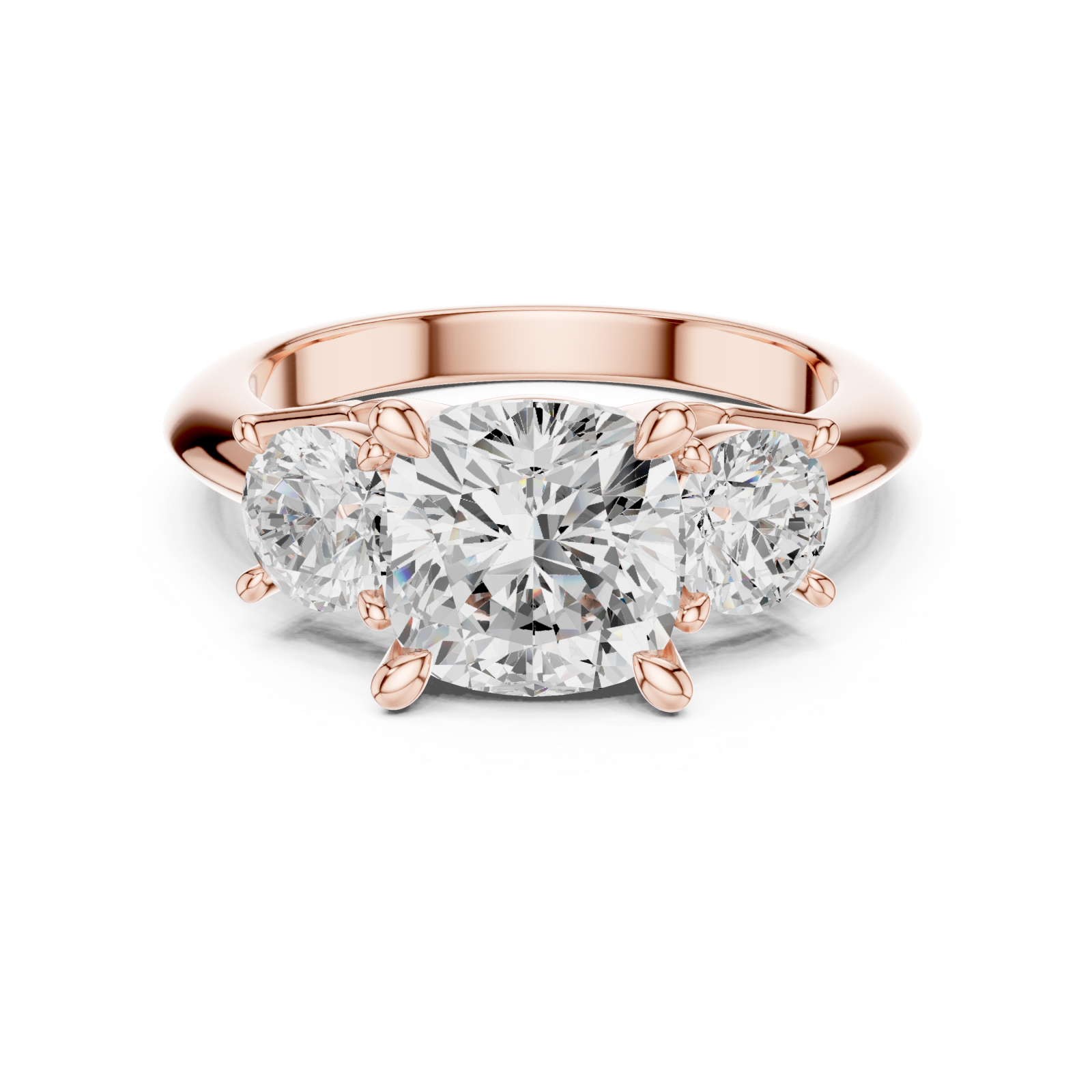  Rose Gold Luminous Grace Trio Ring Front View