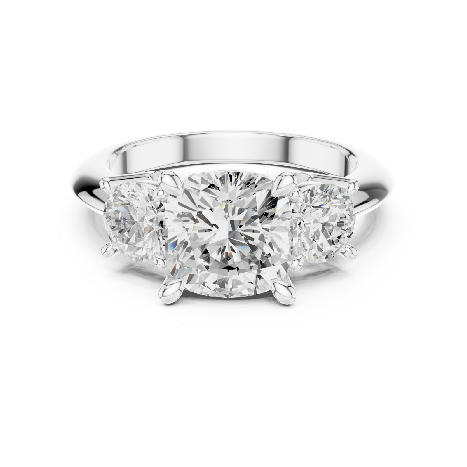  White Gold Luminous Grace Trio Ring Front View